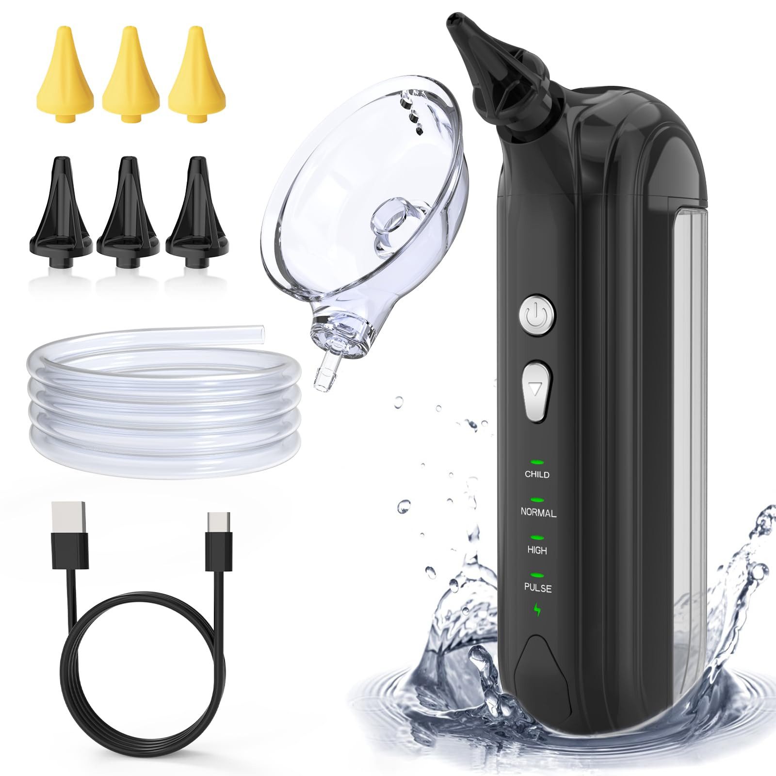 POPOLIC Elektrischer Ohrenreiniger Wasserbetriebener Ohrenreiniger, elektrisches Ohrenreinigungsset, 4 Druckmodi – wasserdichtes Ohrenschmalz-Entfernungsset mit Ohrenschützern und 2 verschiedenen Arten von Ohrstöpseln – sicher, effektiv und einfach zu verwenden