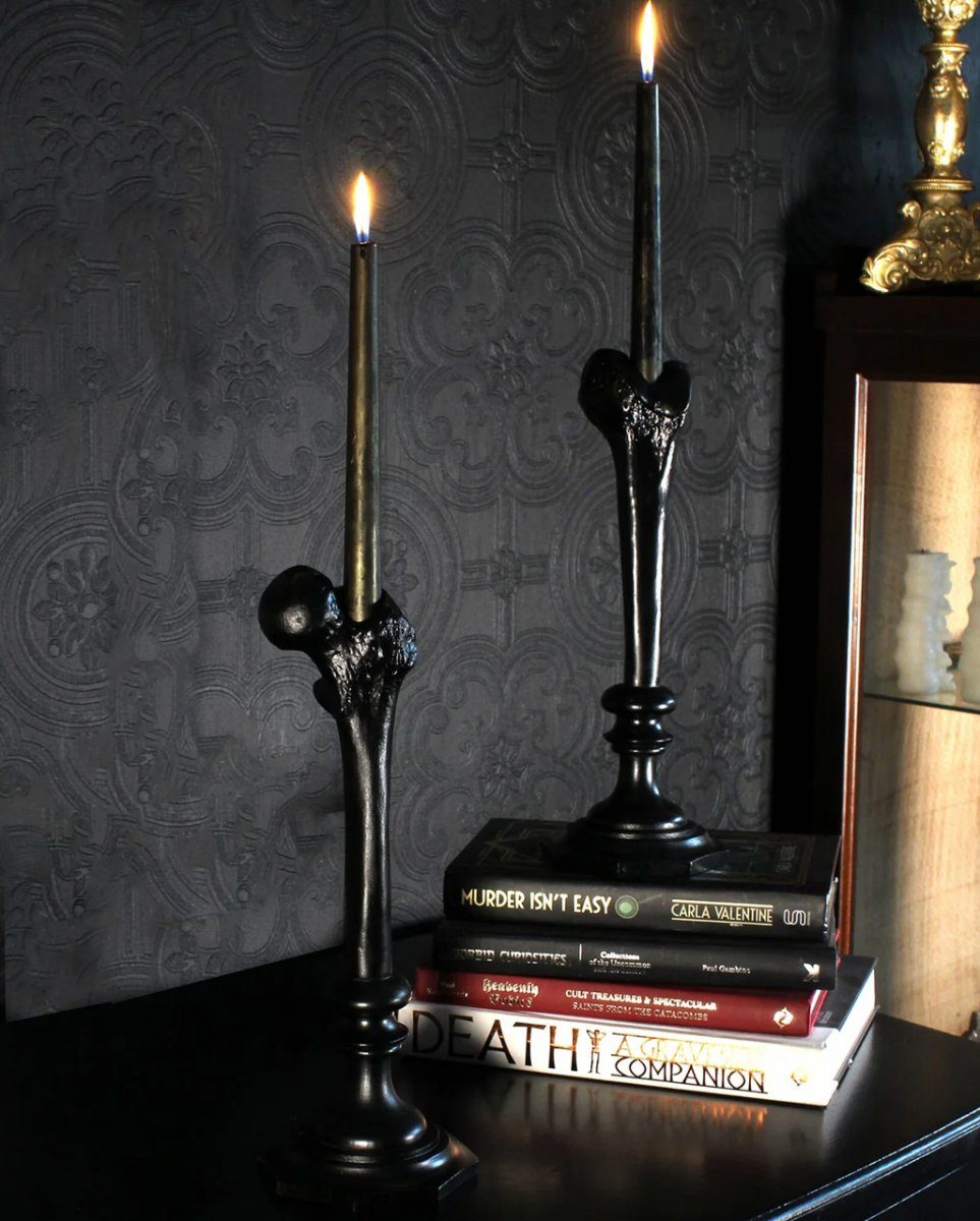 Horror-Shop Gothic eines Form Obersc Dekofigur Schwarzer Kerzenhalter in
