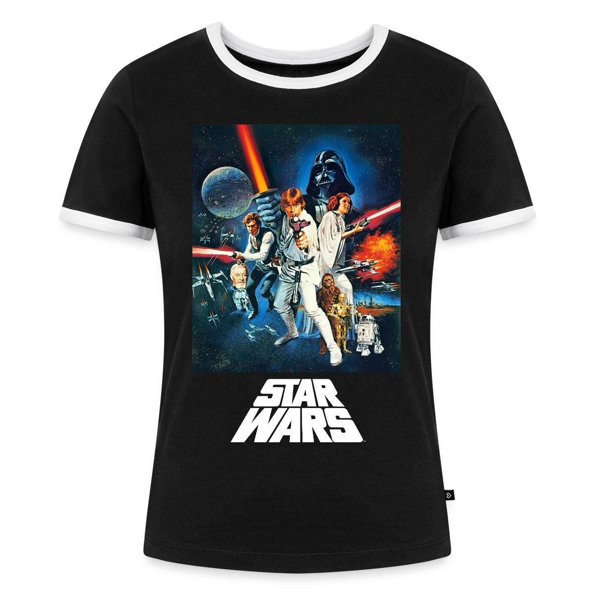 Spreadshirt T-Shirt Star Wars Retro Motiv Frauen Kontrast T-Shirt (1-tlg)
