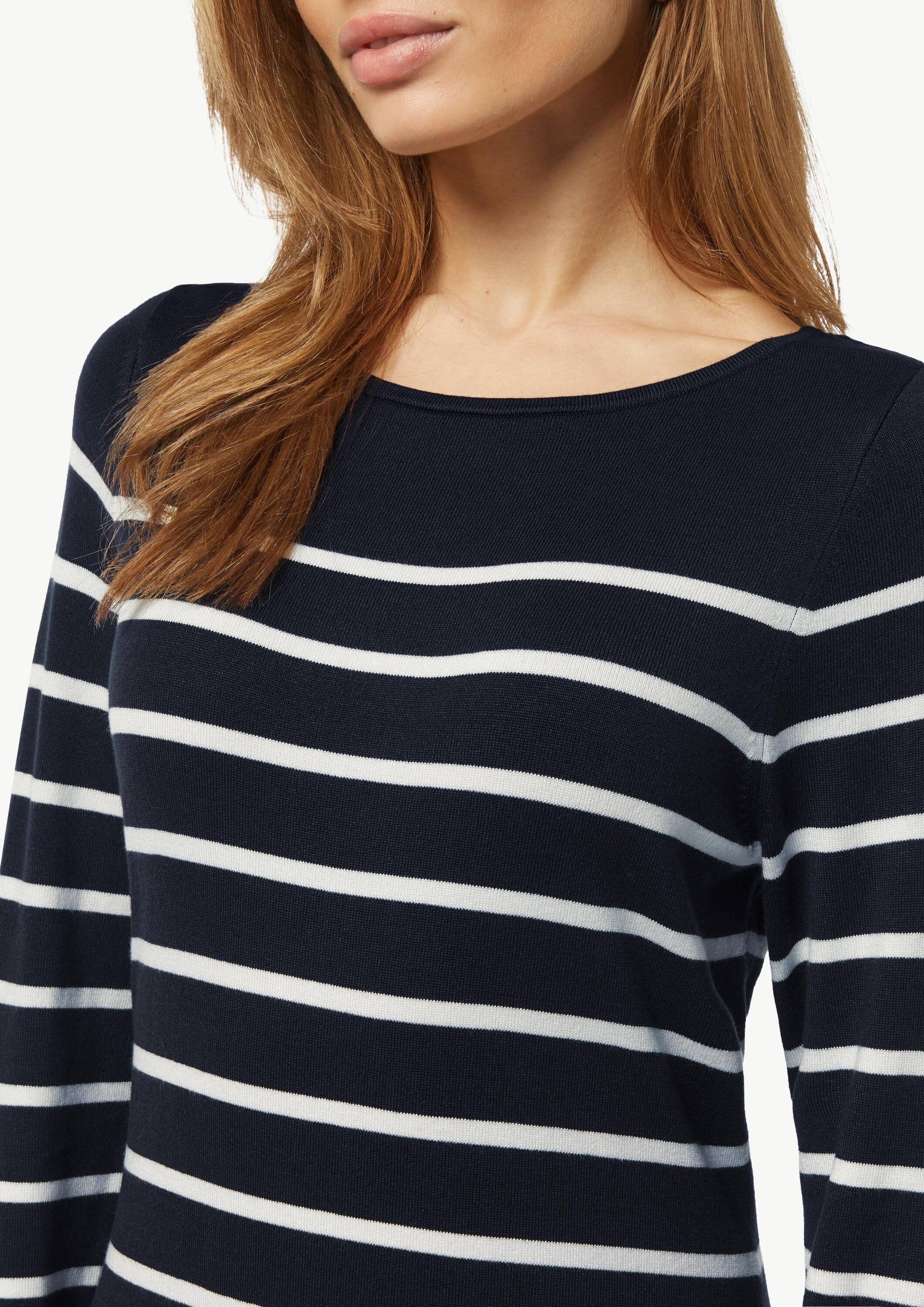 comma Minikleid Kleid Gestreiftes Strickkleid mit U-Ausschnitt