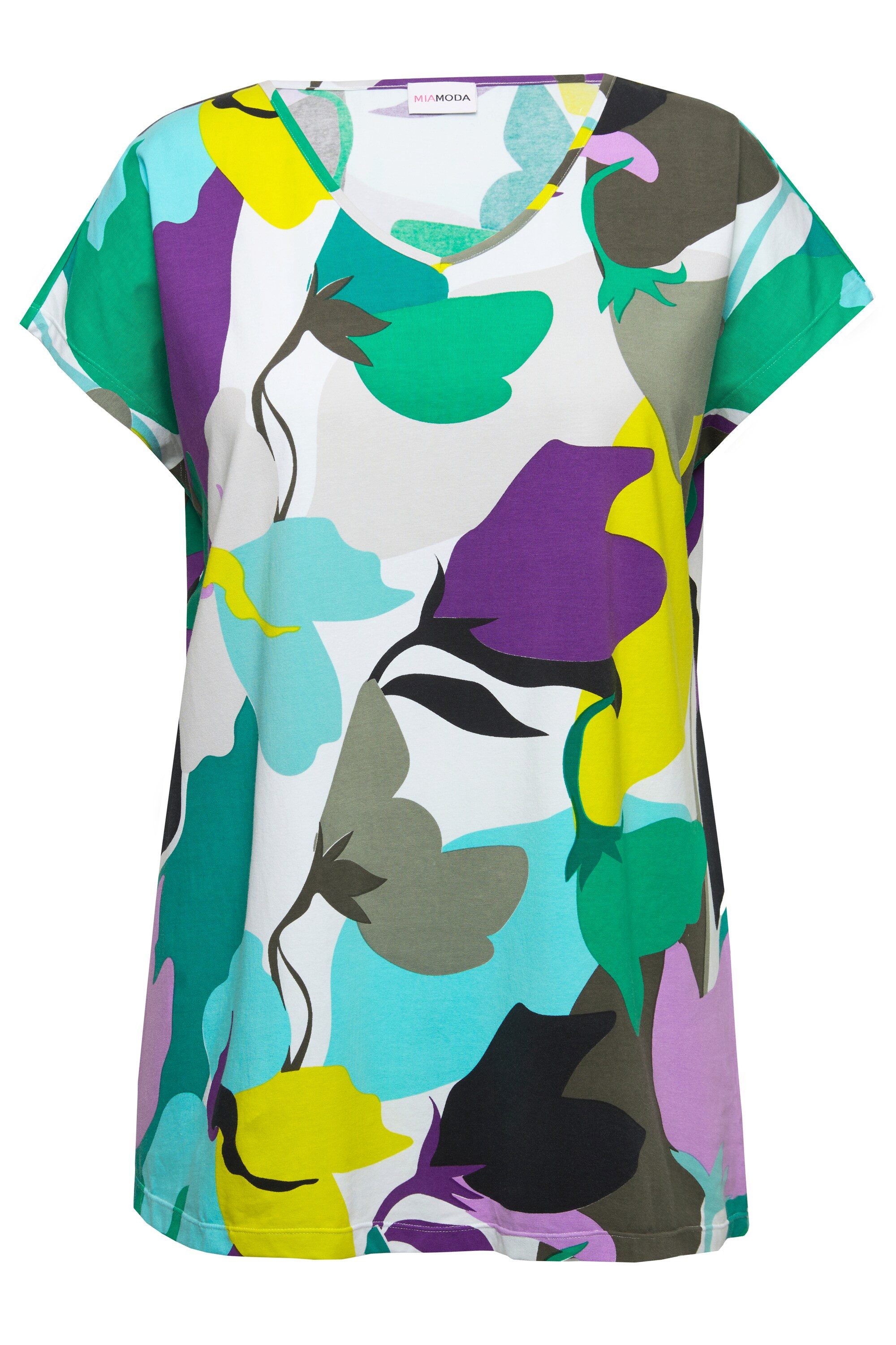 MIAMODA T-Shirt T-Shirt oversized Floral-Druck V-Ausschnitt günstig online kaufen