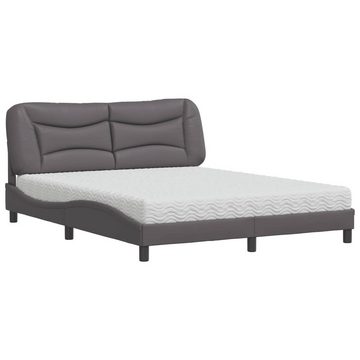 vidaXL Bett Bett mit Matratze Grau 160x200 cm Kunstleder
