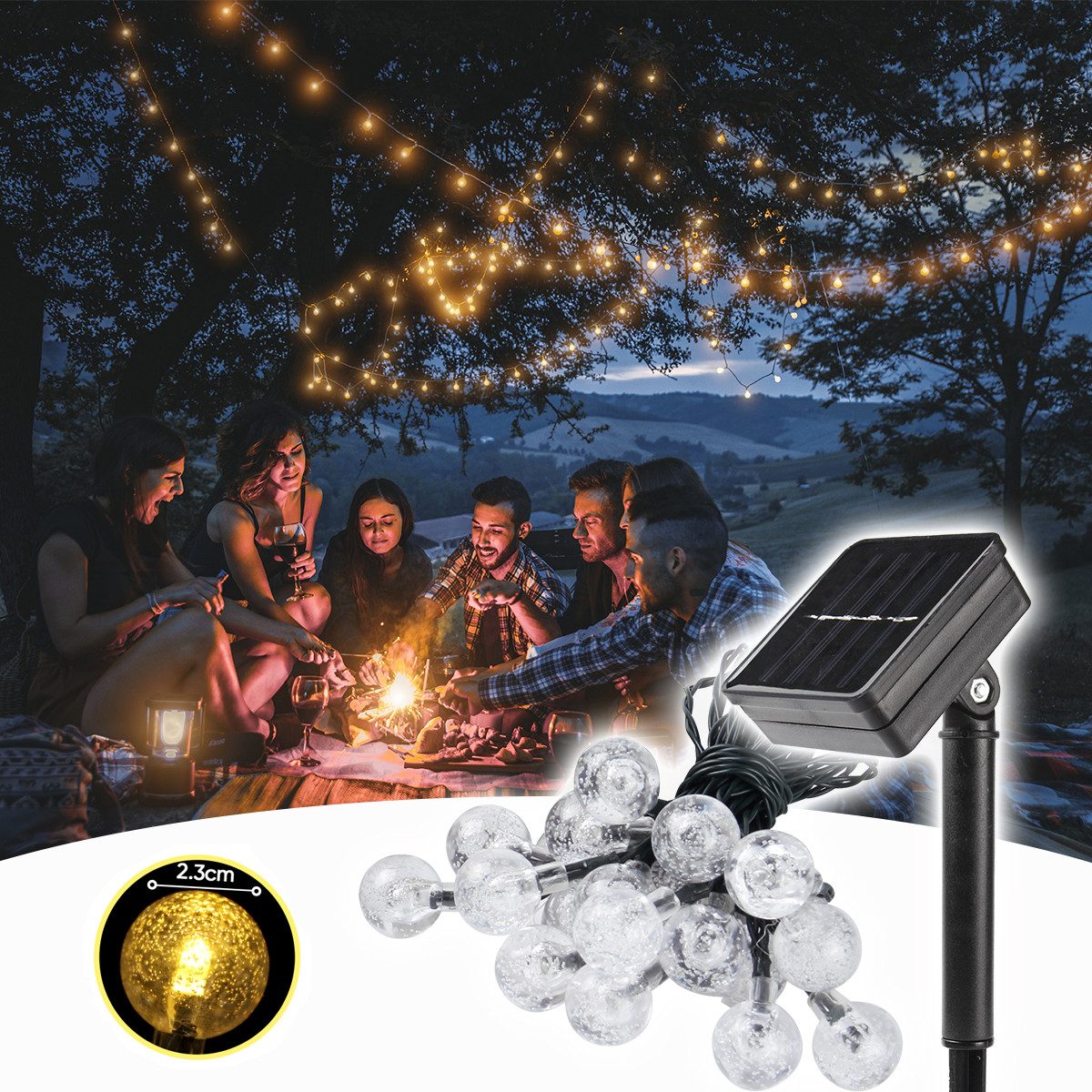 Salcar LED Solarleuchte LED Kugel-Lichterkette Außen günstig online kaufen