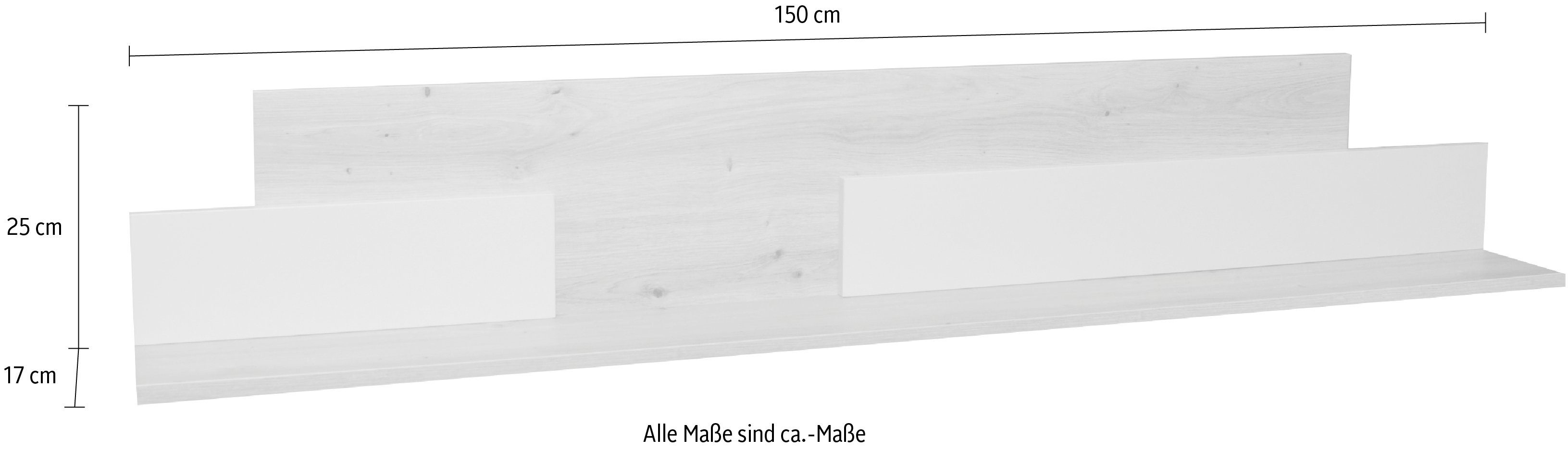 kreidegrau Breite Wandboard matt Nele, cm 150 lack/asteiche Mäusbacher