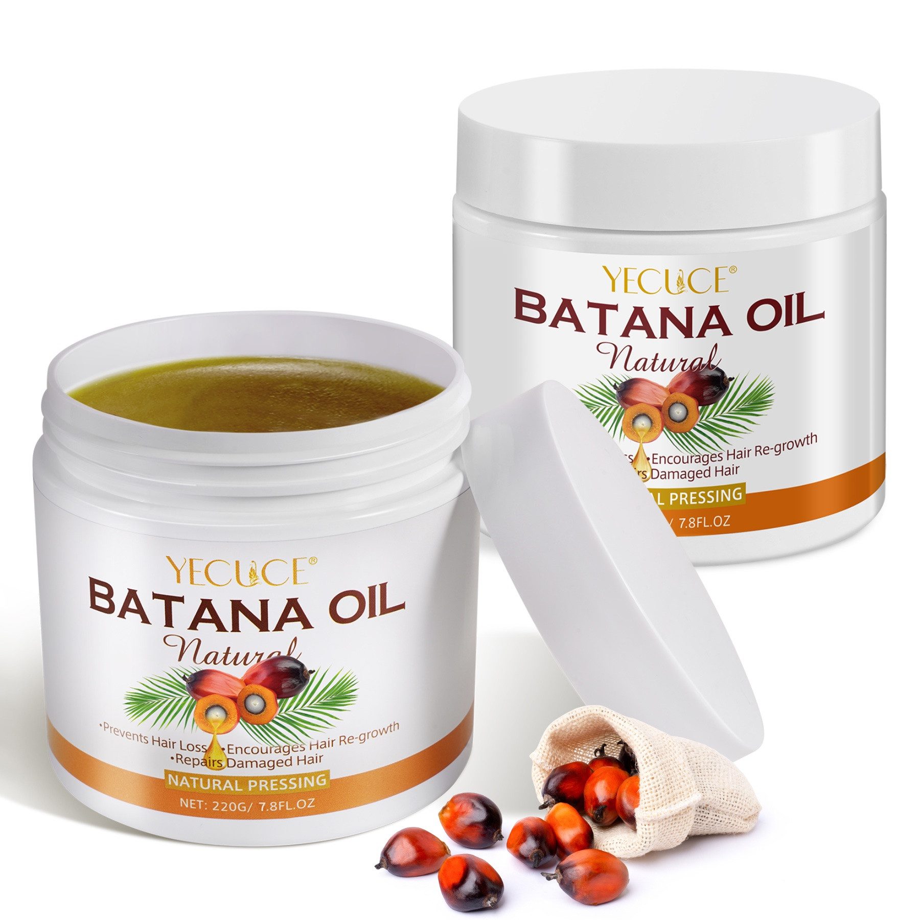 P-Beauty Cosmetic Accessories Haaröl Batana Öl für Haare Haarwachstum Haarpflege Gesicht Haut Nägel 220g, 2-tlg., Haarwachstumsmittel, Haarpflege