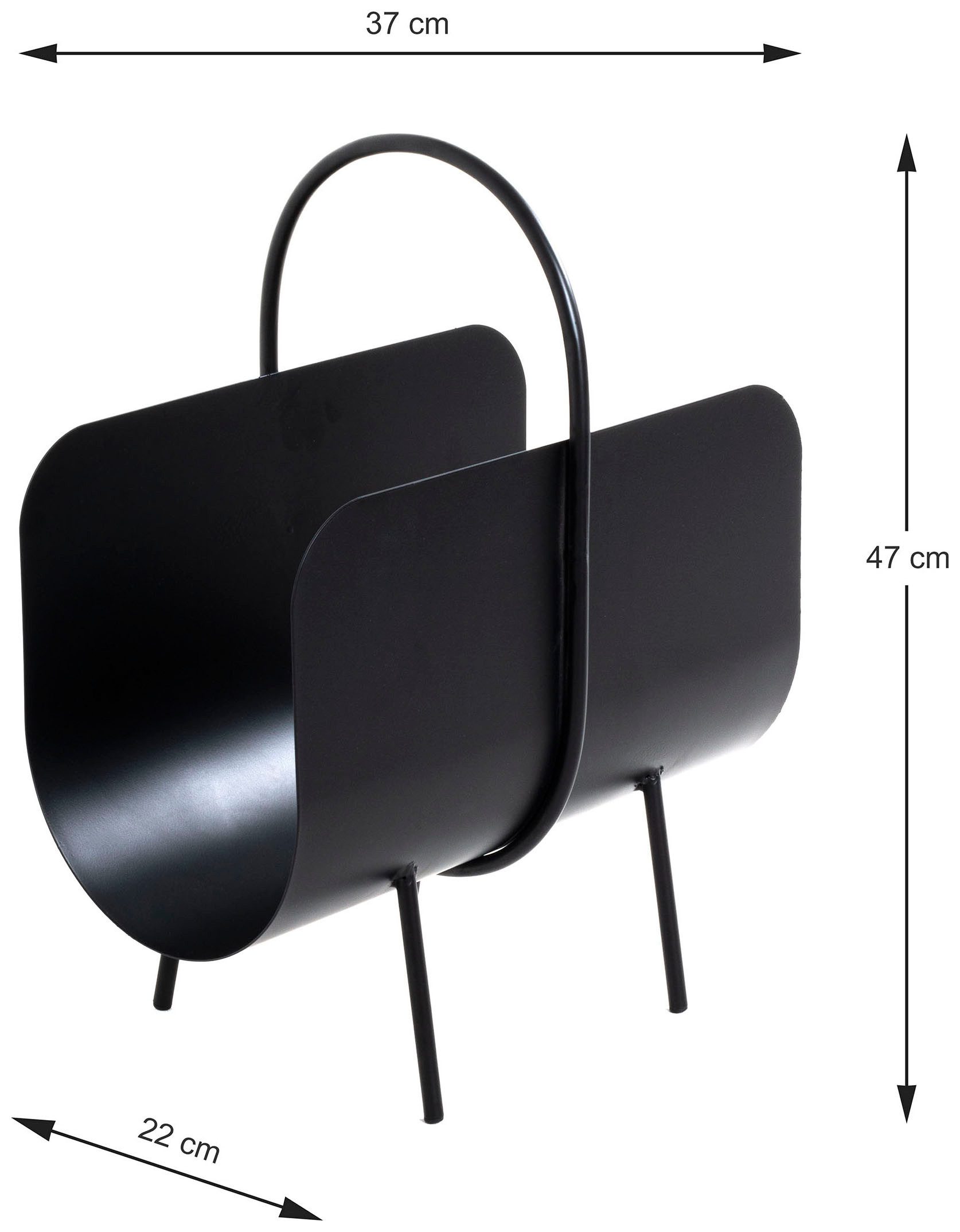 HAKU Zeitungsständer Zeitschriftenhalter, Zeitschriftenständer, halbrund - aus Metall Schwarz - B/T/H 37/22/47 cm – Bild 5 von 5