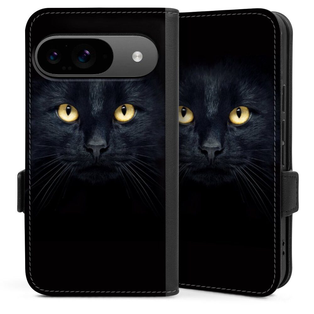 DeinDesign Handyhülle Katze Auge schwarz Tom Cat, Google Pixel 9 Pro Hülle Handy Flip Case Wallet Cover