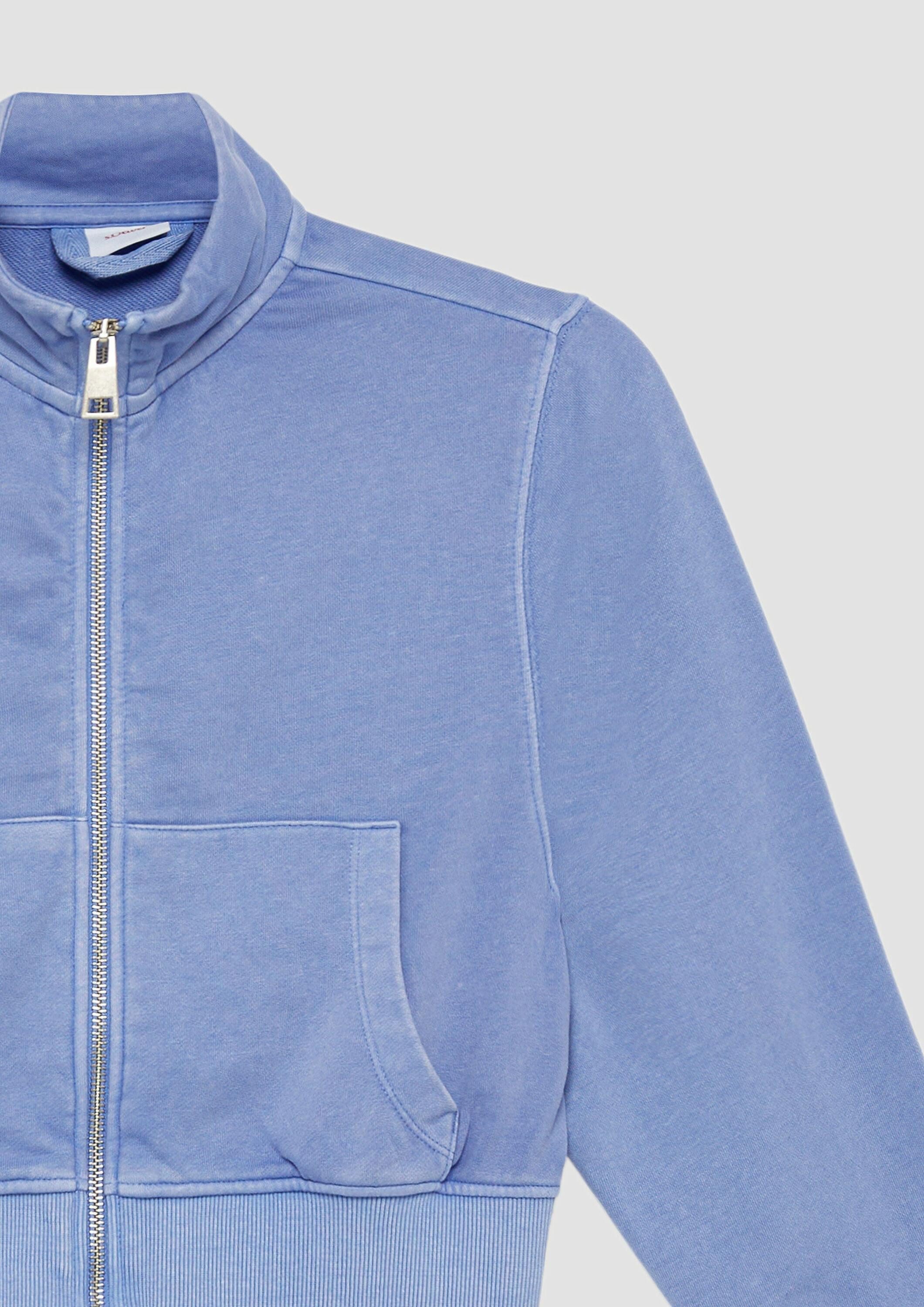 s.Oliver Sweatjacke Sweatshirt Jacke Verkürzte Sweatjacke im Loose Fit mit Garment Dye