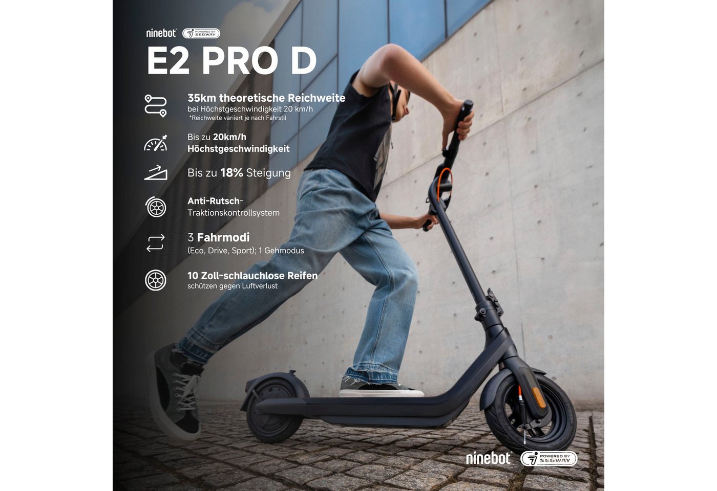 Thumbnail - ninebot by Segway E-Scooter KickScooter E2 PRO D, 20 km/h, Electric Scooter, mit Straßenzulassung, bis zu 35 km Reichwei...