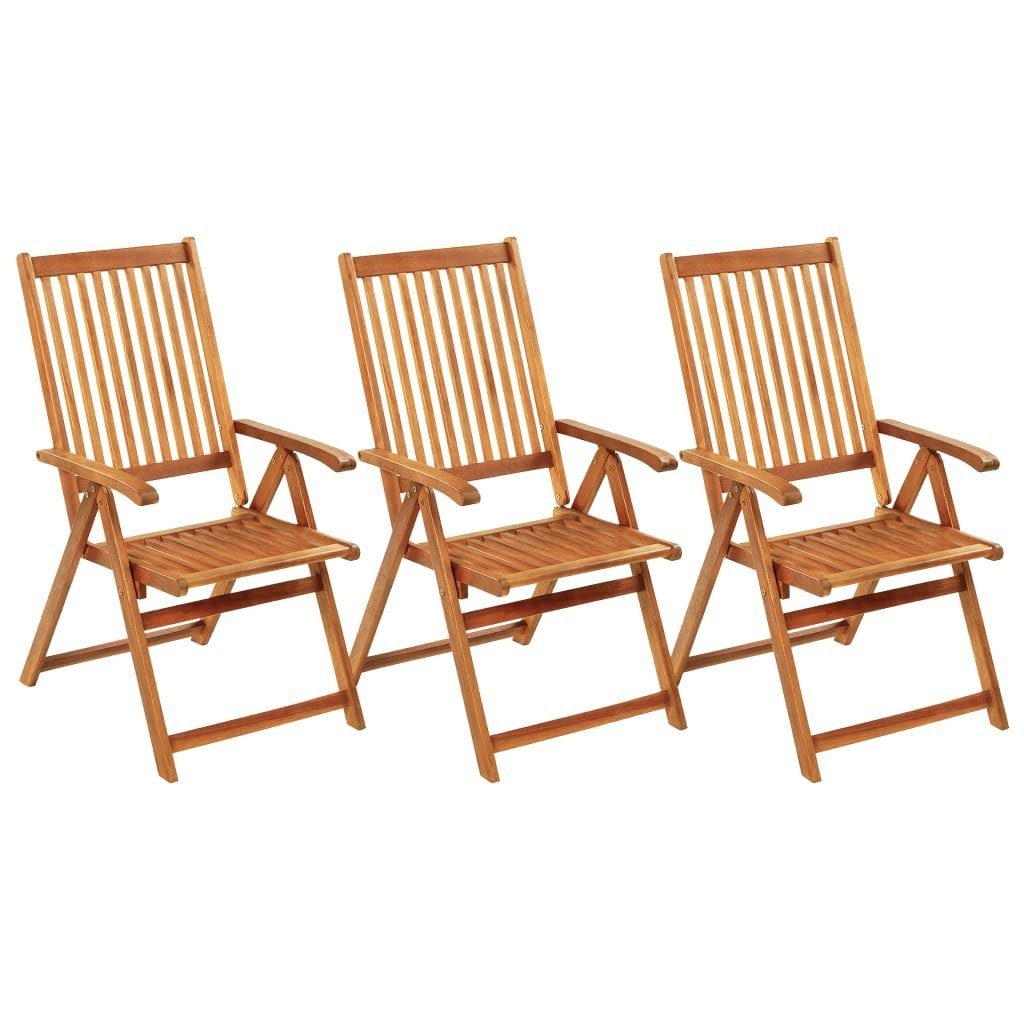 3 furnicato Gartenstühle mit Gartenstuhl Auflagen Klappbare Stk. Akazie Massivholz