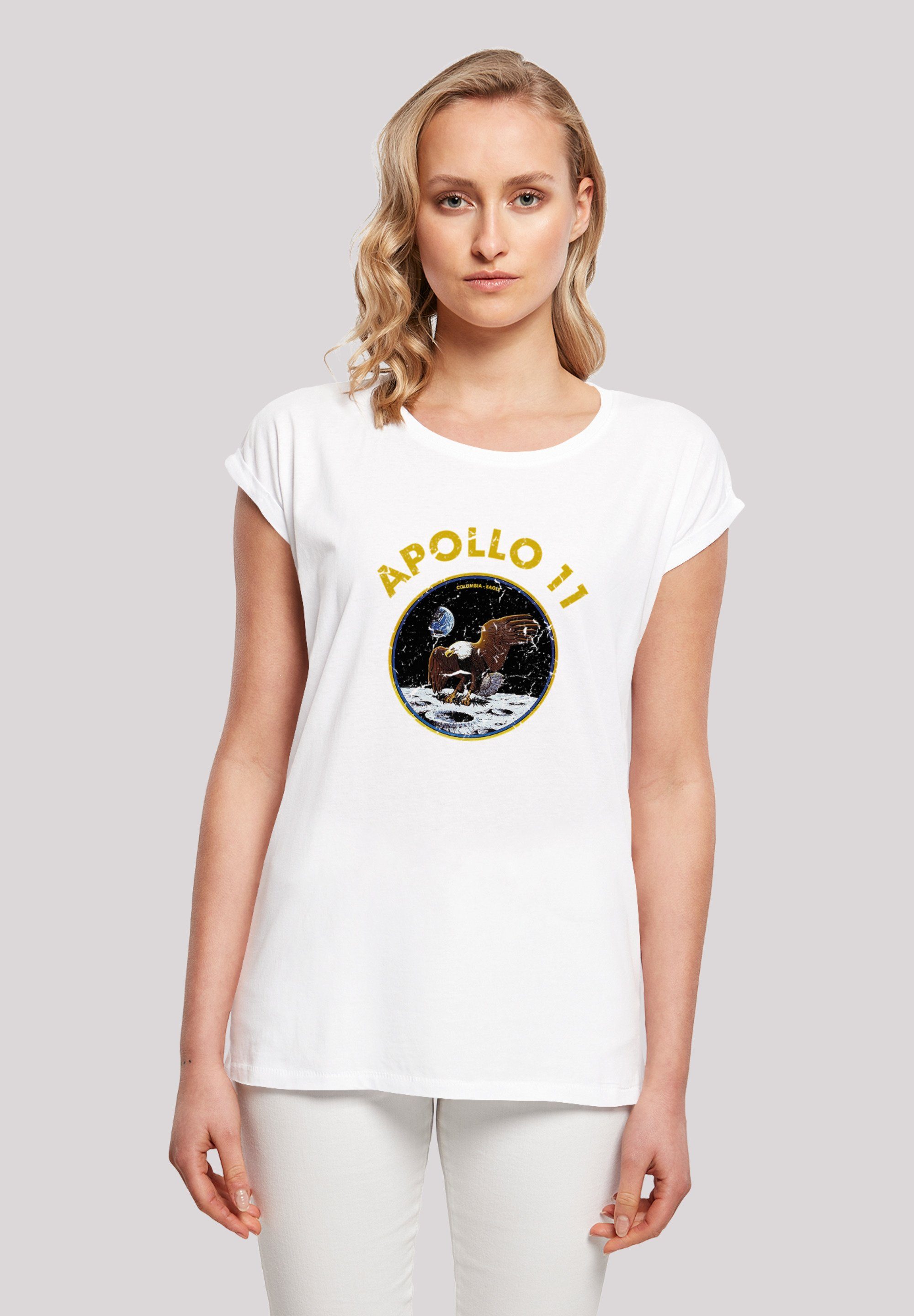 Classic Merch,Regular-Fit,Kurze F4NT4STIC White NASA Damen,Premium T-Shirt Ärmel,Bedruckt Mondlandung