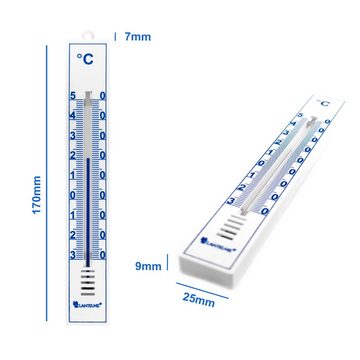 Lantelme Raumthermometer 5 Stück Zimmerthermometer 17cm weiß, 5-tlg., -30 bis 50 Grad Celsius