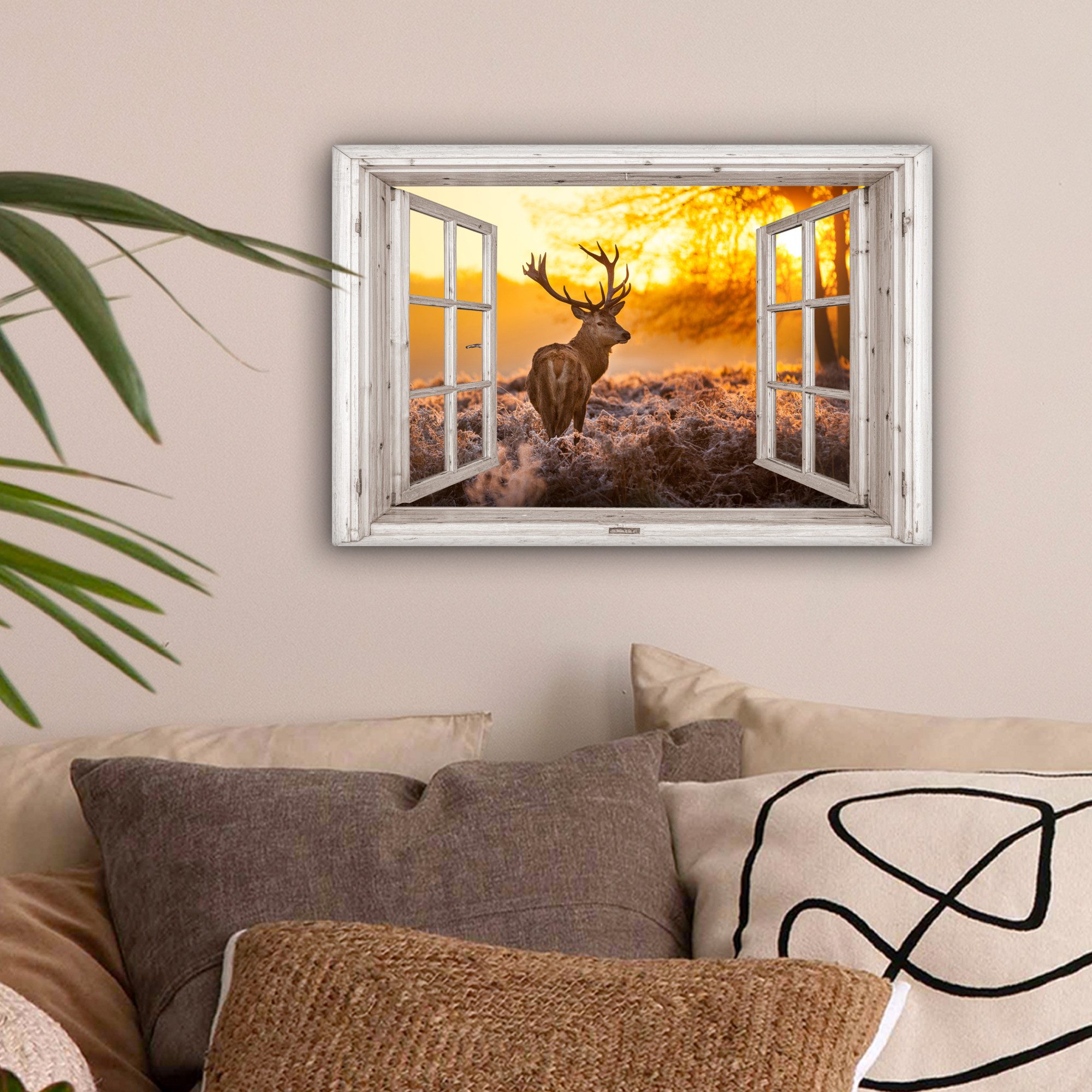 OneMillionCanvasses® Leinwandbild Hirsche - Herbst - Tiere - Natur - Wald - günstig online kaufen