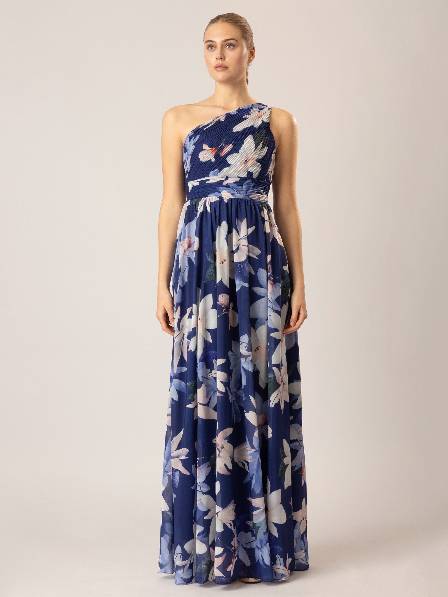APART Langes Chiffonkleid Mit Allover-Blumenprint – Elastische Taille, Seitenschlitze, Ca. 150 Cm