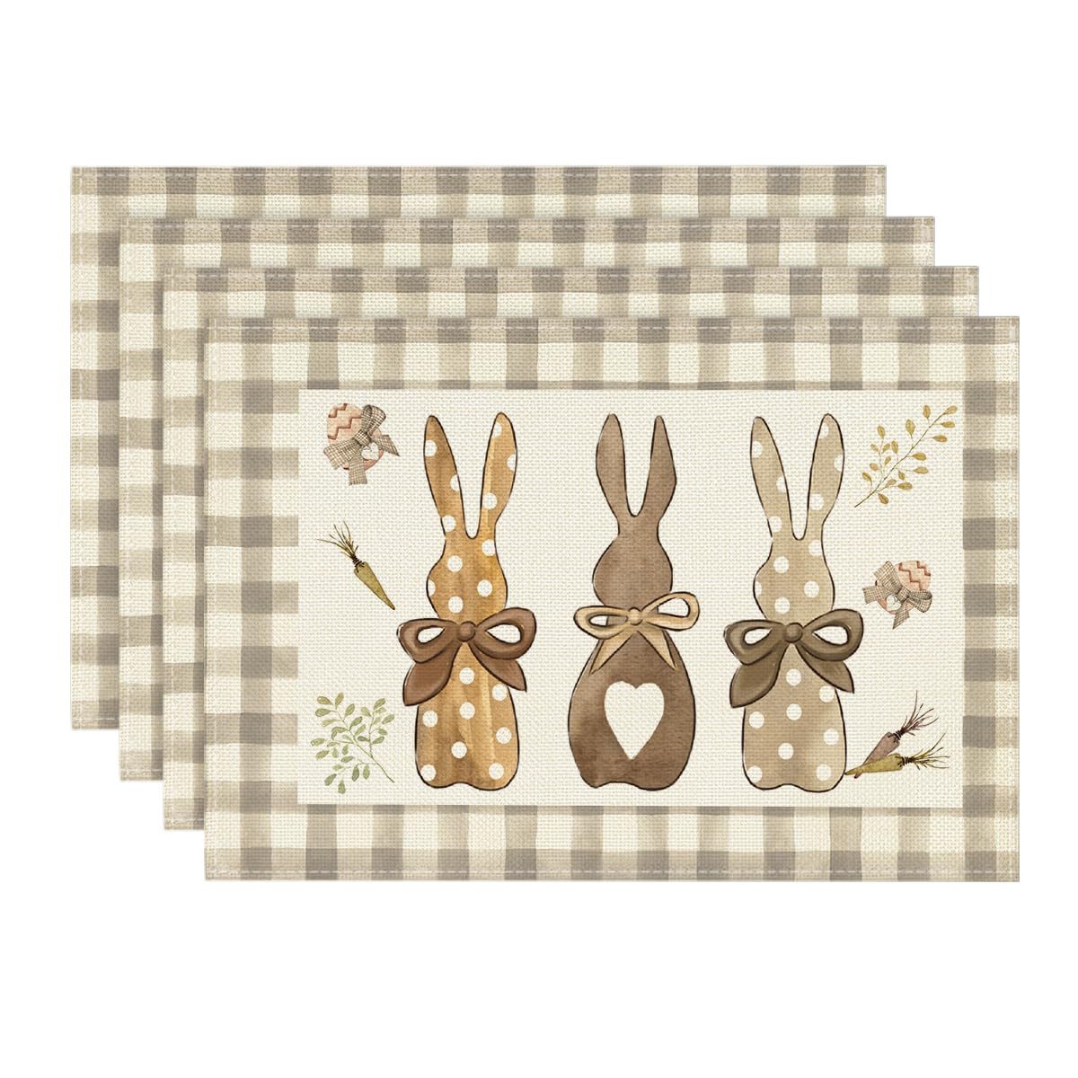Minicloss Platzset Hasen Ostern 4er Set Platzsets, Saisonal Frühling Küche Tisch, (4-St), Dekoration Drinnen Urlaub Party Dekor 30x45cm