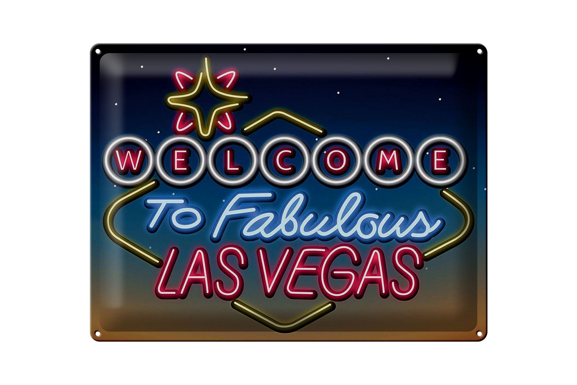 Femer GmbH Metallschild Reise 30x40 cm Welcome to fabulous Las Vegas Reklame, (1 St), gewölbte Oberfläche, abgerundete Ecken, umgeschlagene Kanten