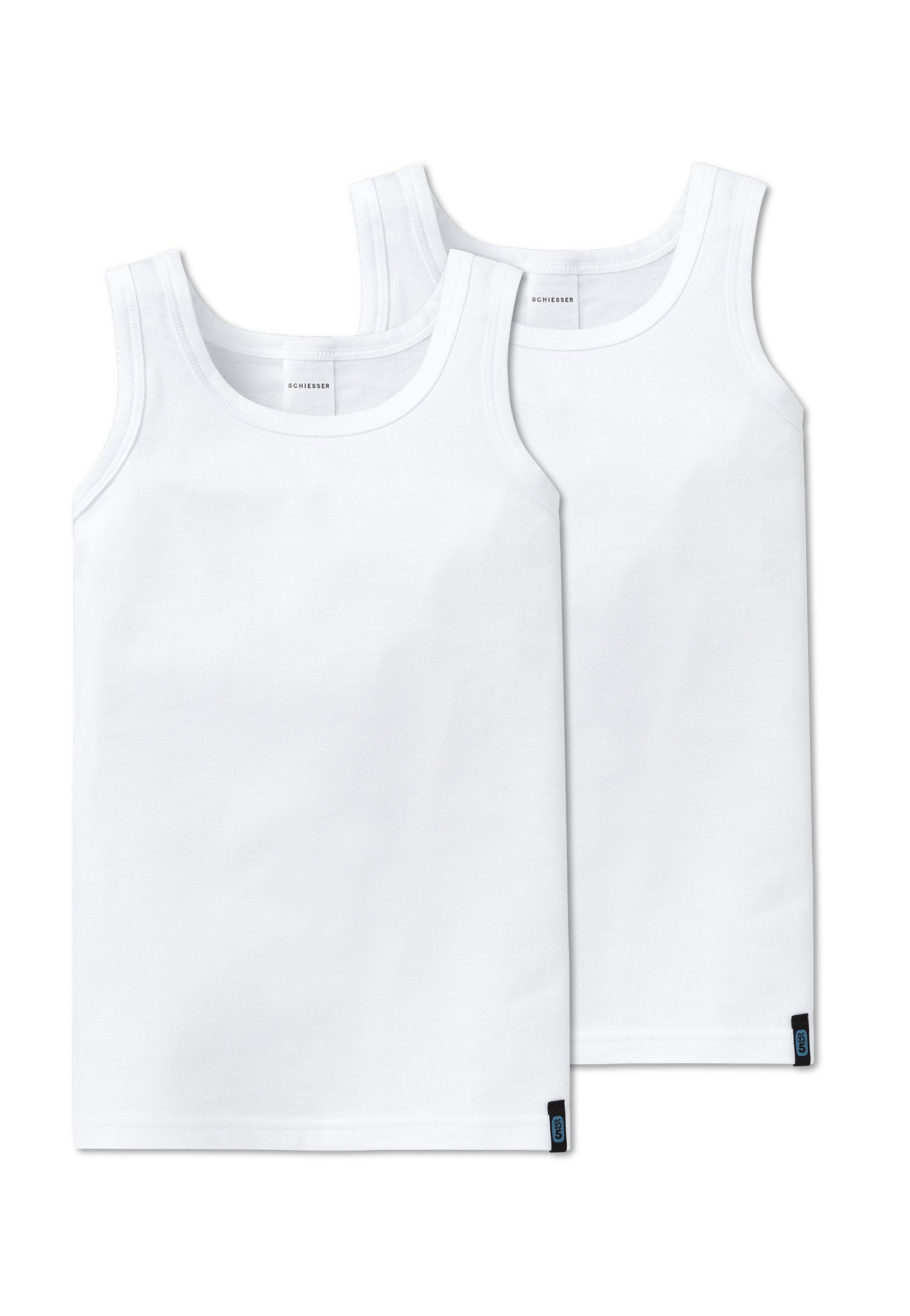 Schiesser Unterhemd Cotton 95/5 (Set, 2-St., 2er-Pack) Jungen Unterhemd, Tank Top, Baumwolle weiss