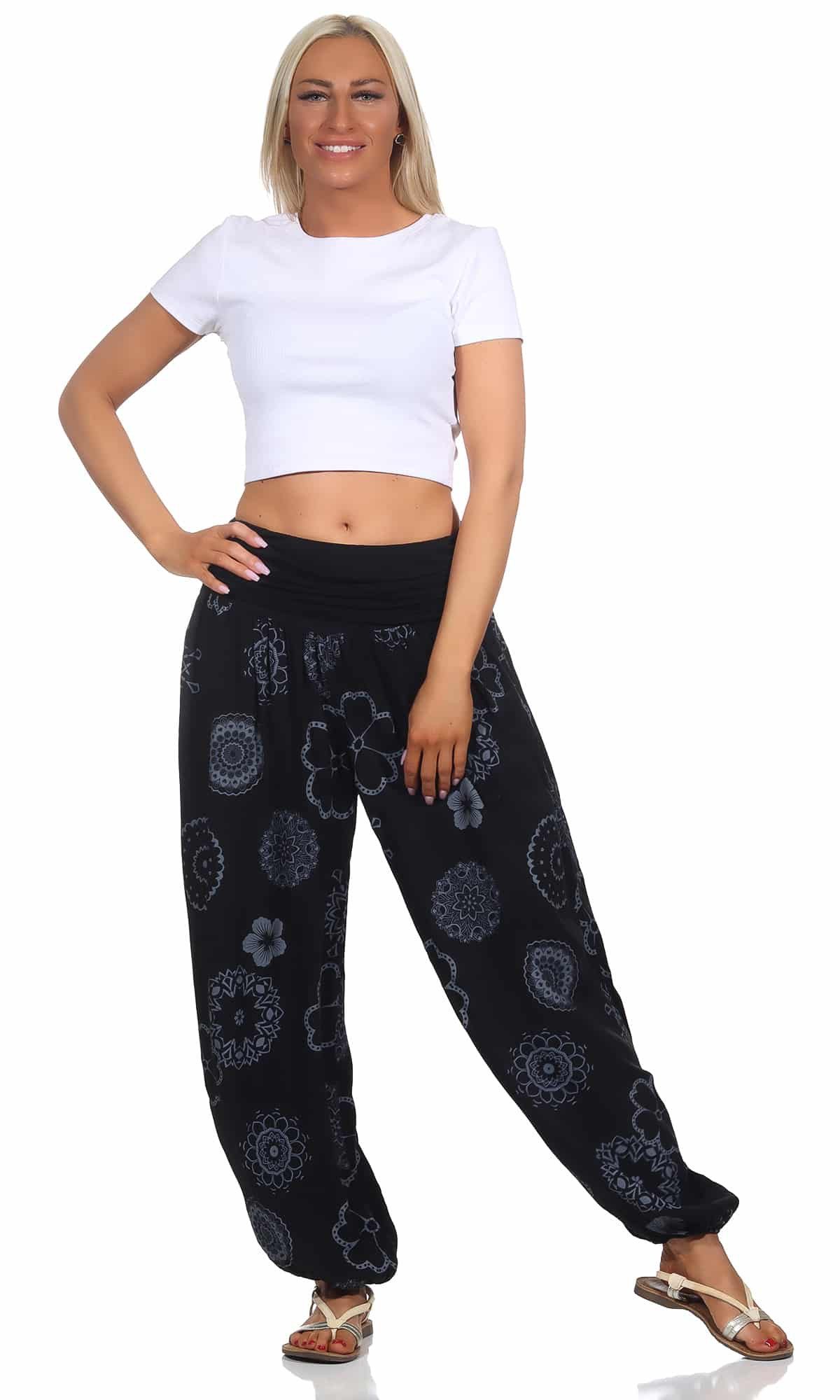 OriginalYou Haremshose Sommerhose Damen Boho Flatterhose leichte Yoga-Hose weites Bein luftige & leicht, hautfreundliches Material