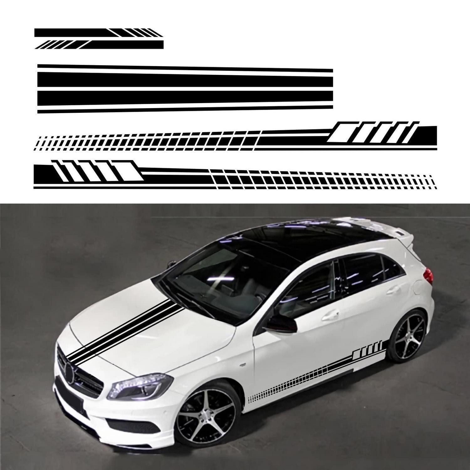 LuxusKollektion Aufkleber Auto Aufkleber 5PCS Racing Streifen Vinyl Rückspiegel Tür Schwarz