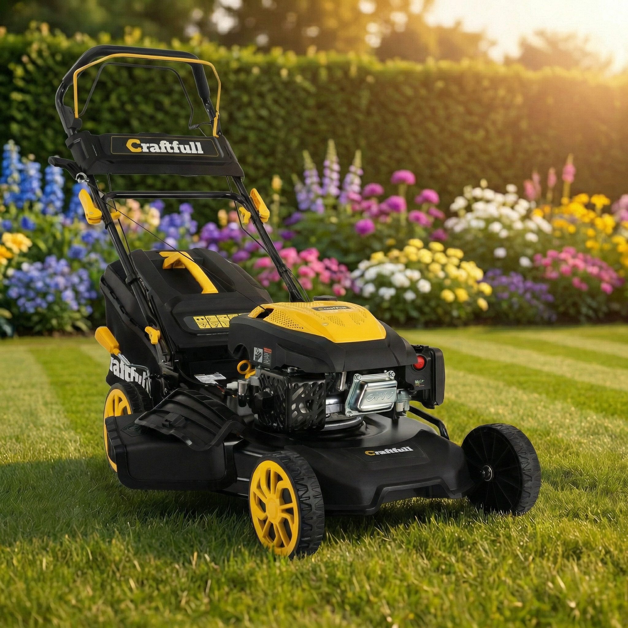 Craftfull Benzinrasenmäher CR-196-30E - 6 PS, 4,4 kW Rasenmäher mit Benzin & Elektrostarter, (Benzinrasenmäher)