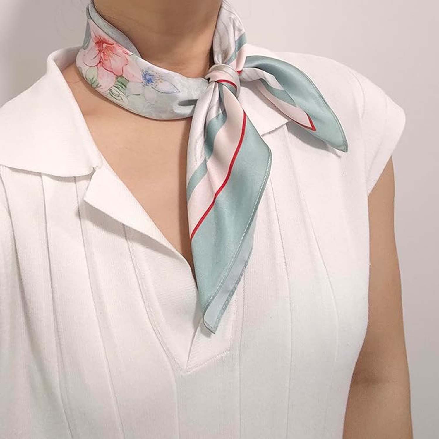 Zaewry Seidentuch Stirnband Quadratischer Haar-Bandanas-Schal für Damen – Bild 3 von 4