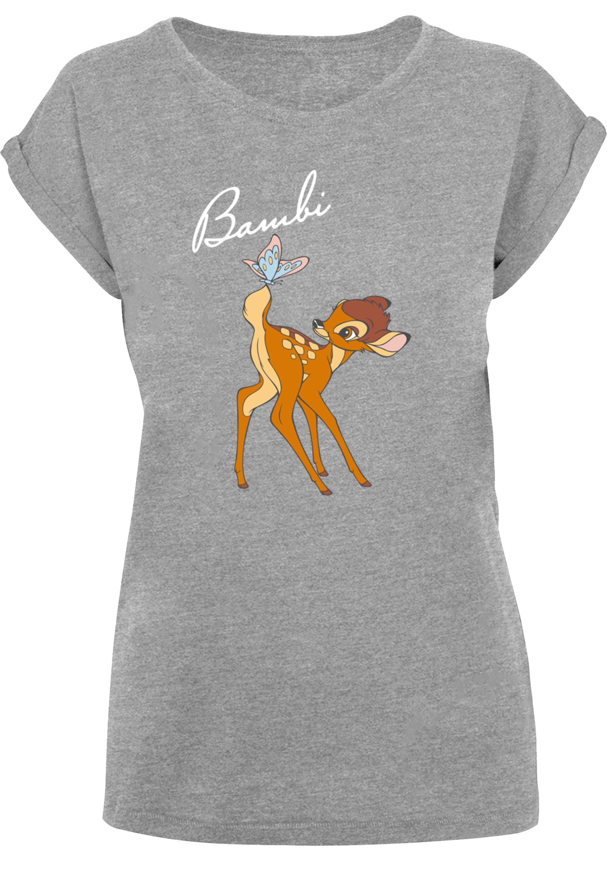 grey Bambi F4NT4STIC Disney T-Shirt heather Tail Print Schmetterling