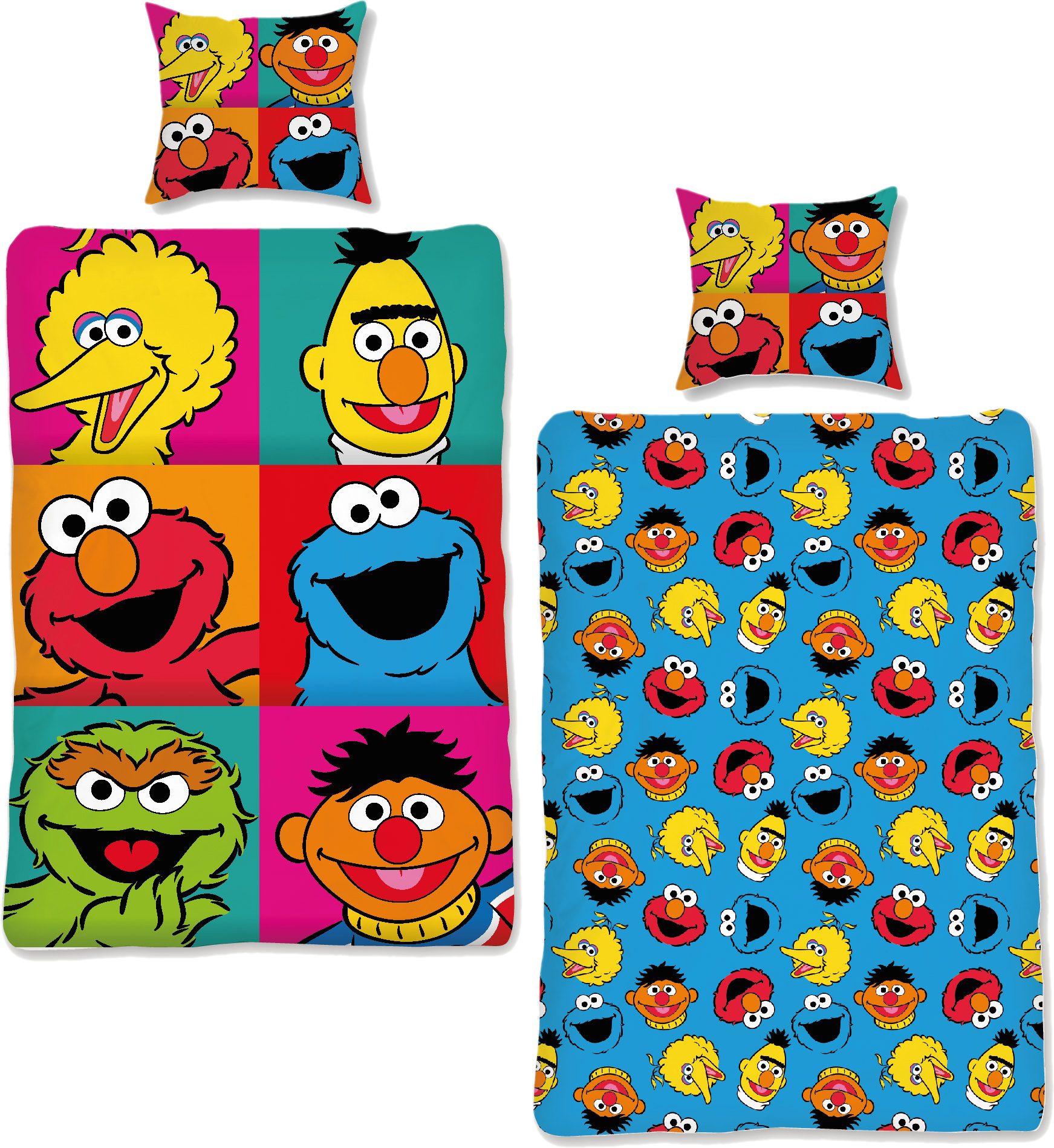 Jugendbettwäsche Ernie&Bert Bettwäsche 135x200 mit Beutel Kinderbettwäsche Sesamstraße, SkyBrands