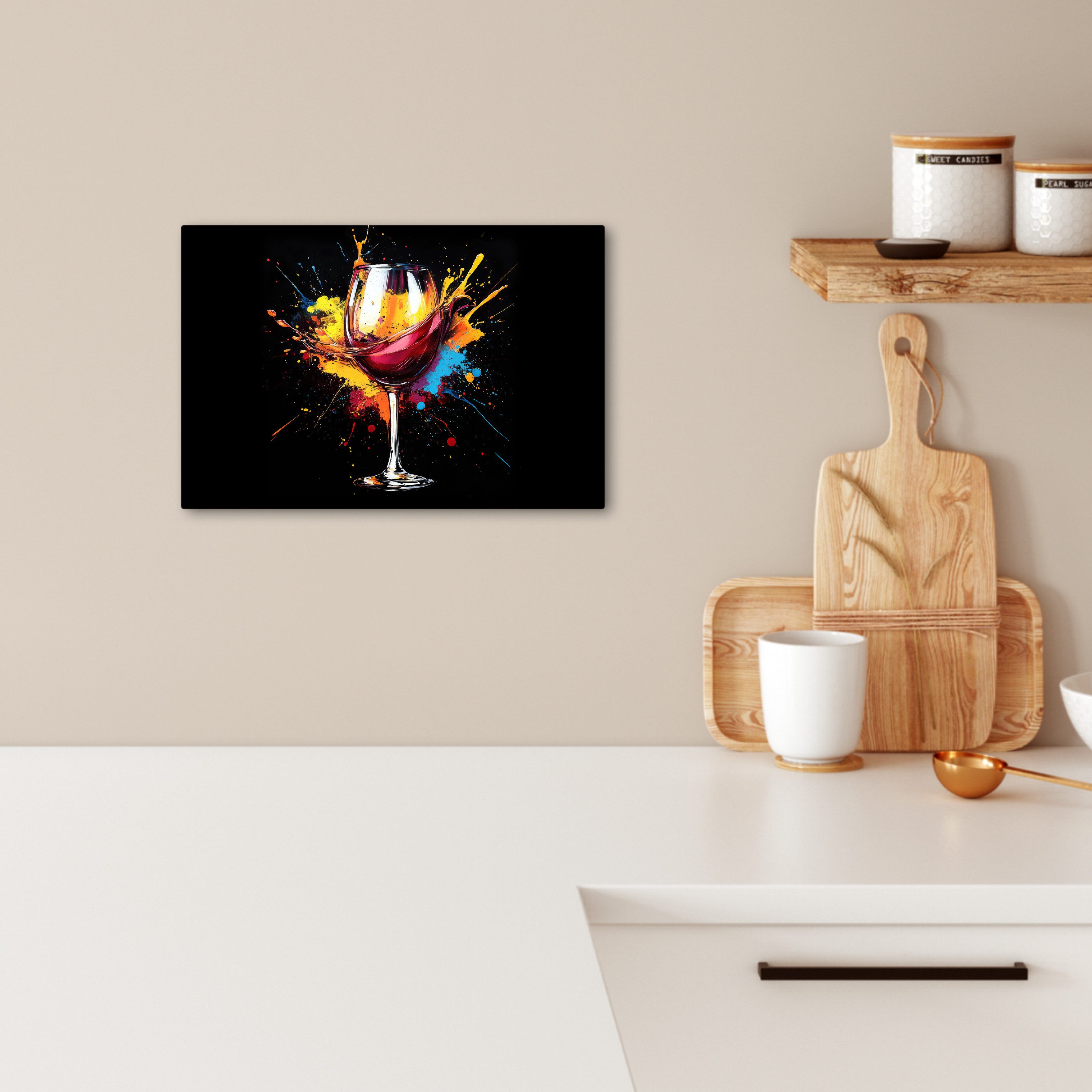 OneMillionCanvasses® Leinwandbild Wein - Glas - Graffiti - Getränk - Rot - günstig online kaufen