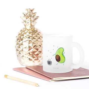 Mr. & Mrs. Panda Teeglas Avocado Tanzen - Transparent - Geschenk, Teetasse, Teebecher, Tasse, Premium Glas, Liebevolle Gestaltung