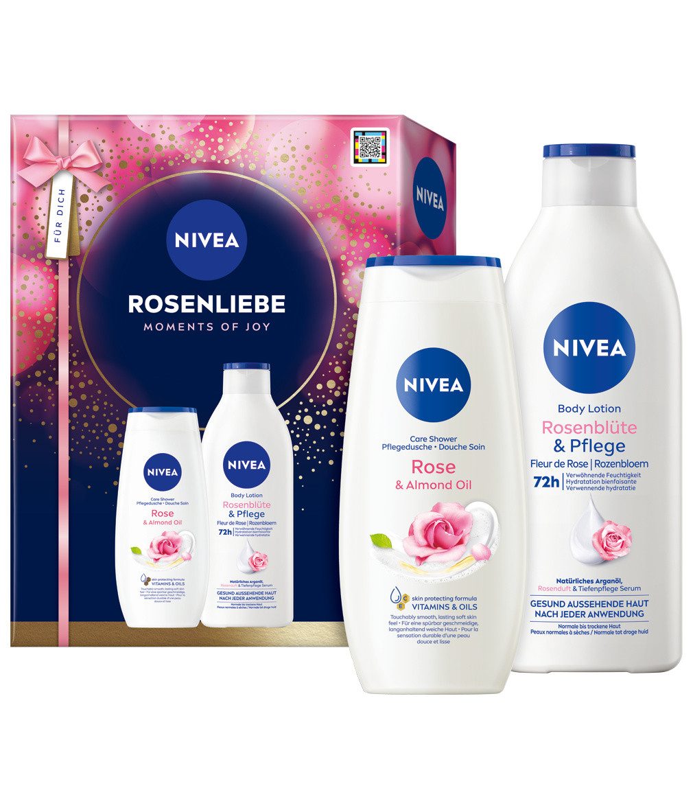 Nivea Pflege-Geschenkset NIVEA Rosenliebe 2 x Geschenkset Duschgel 250 ml und Bodylotion 400ml Set, 4-tlg.
