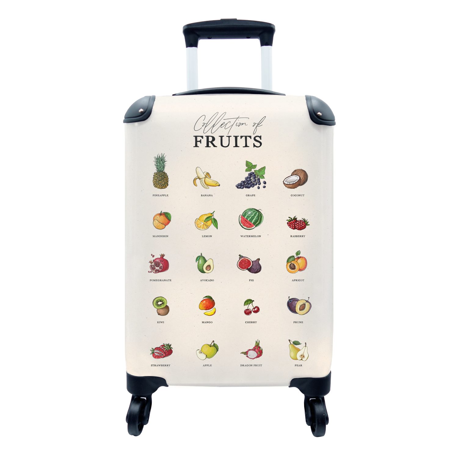 MuchoWow Handgepäckkoffer Obst - Lebensmittel mit Reisekoffer Ferien, Handgepäck Rollen, - rollen, Küche, 4 für Reisetasche Trolley