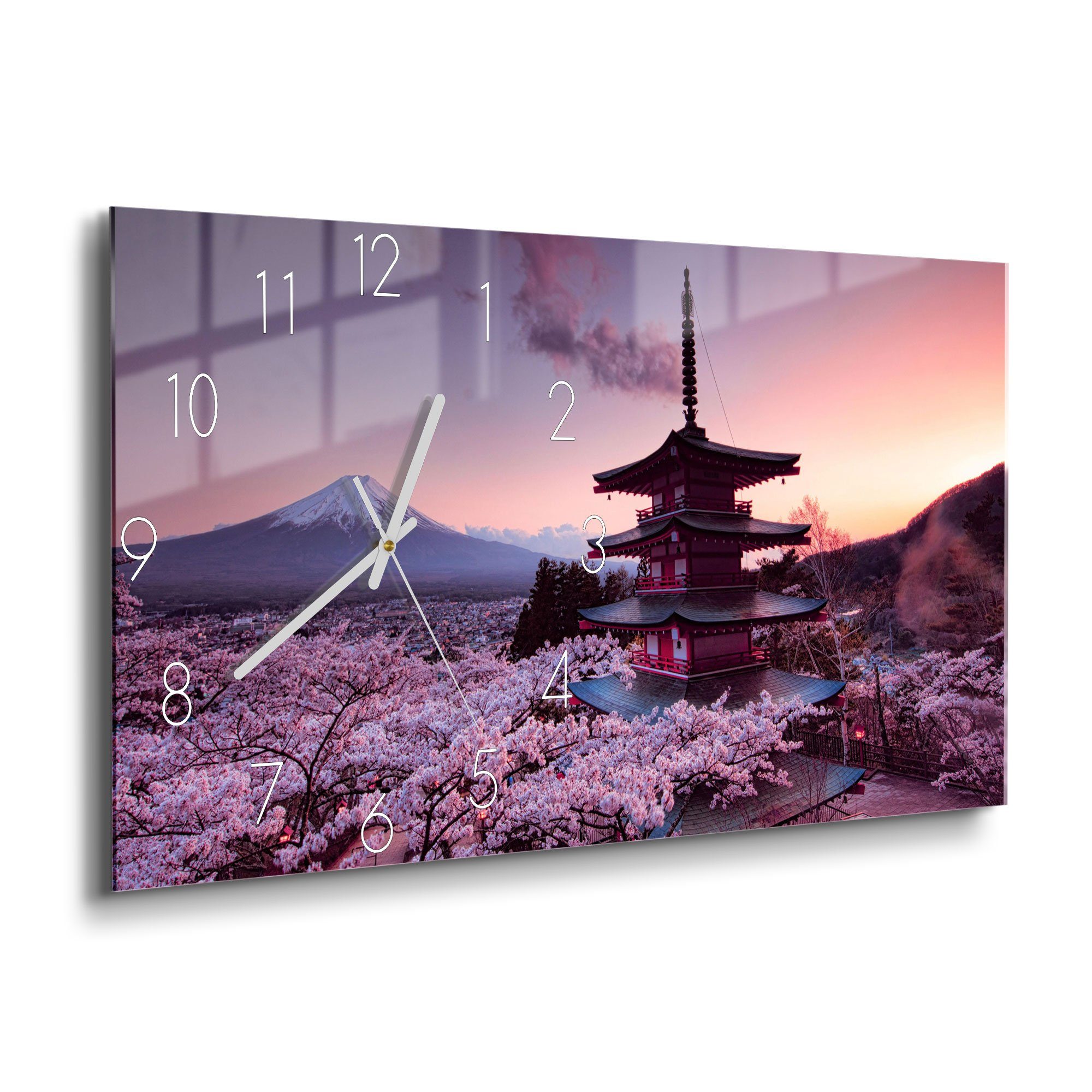 DEQORI Wanduhr 'Kirschblüten Tempel Japan' (Glas günstig online kaufen