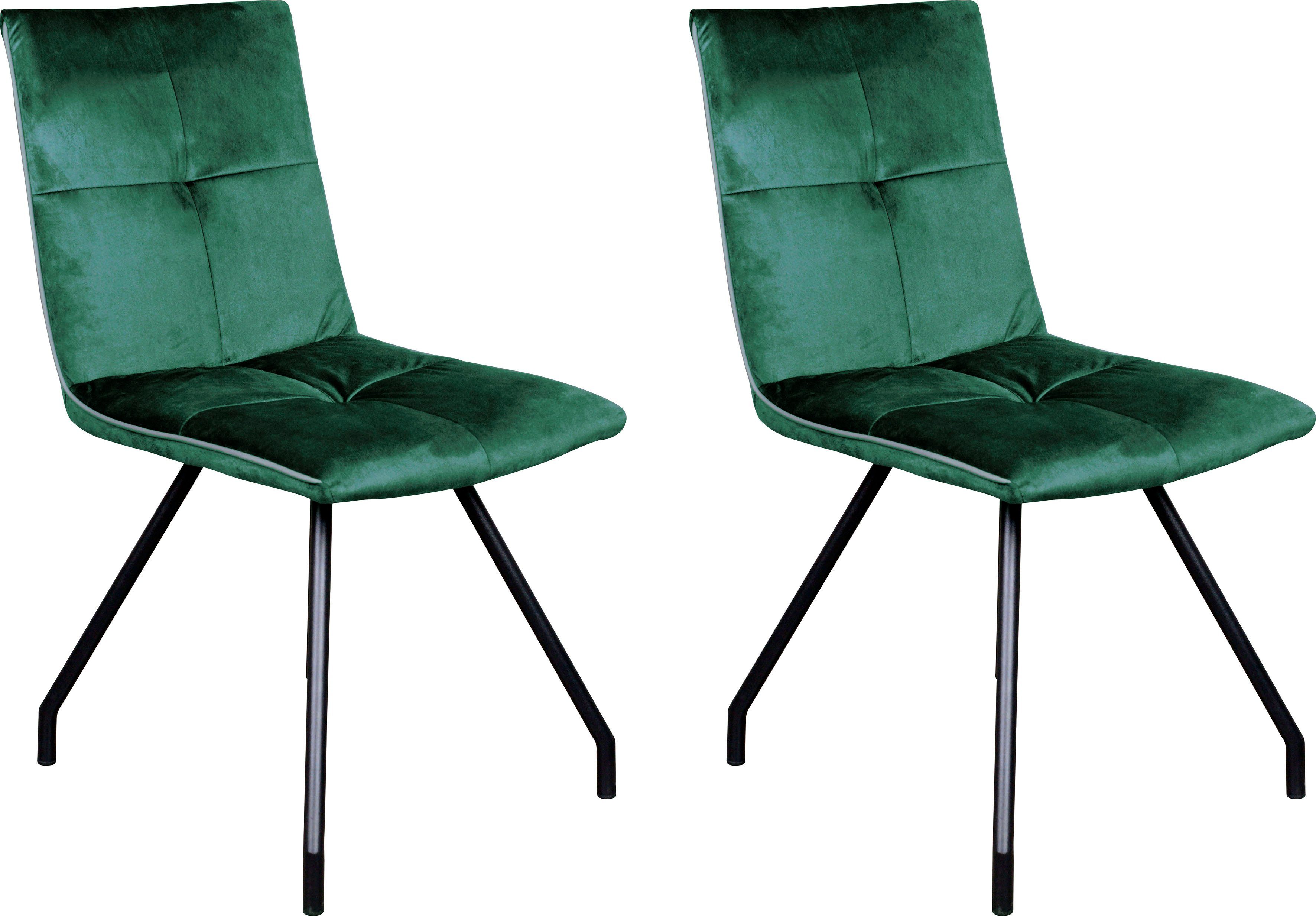 Kayoom Polsterstuhl Stuhl Eaden 125 2er-Set, samtiger Stoffbezug, Paspel aus Kunstleder (Set, 2 St), stilvoll, pflegeleicht, zeitgemäße Farbgebung, samtiger Stoffbezug