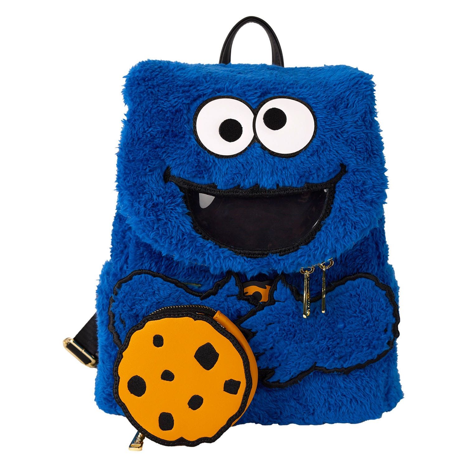 Loungefly Minirucksack Sesamstraße by Loungefly Plush Mini Rucksack Cookie Monster (1-tlg), hochwertig und detailliert, abnehmbare Münztasche