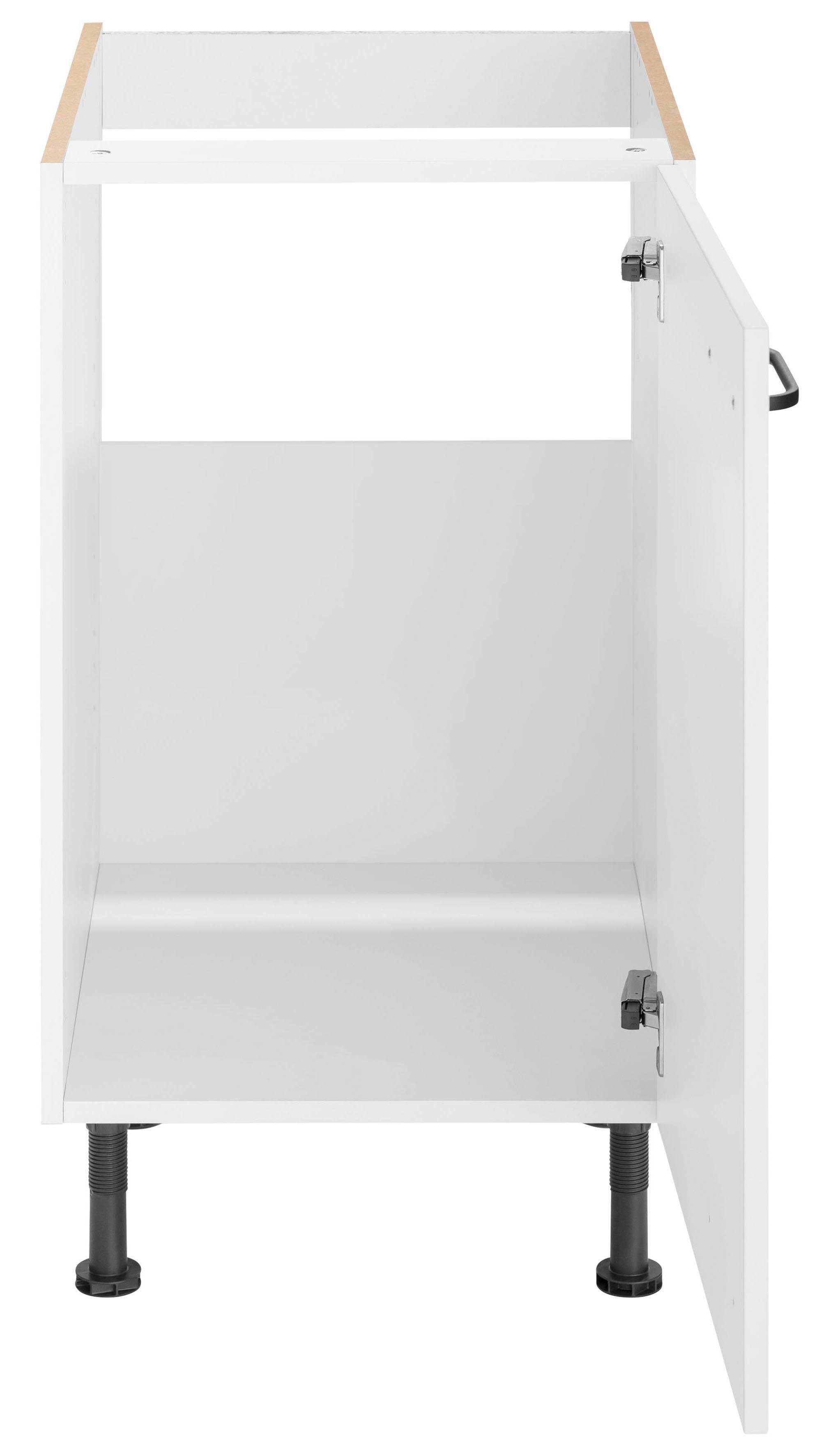 Füßen, cm | OPTIFIT weiß/weiß weiß höhenverstellbaren mit Spülenschrank Breite 45 Soft-Close-Funktion, Elga