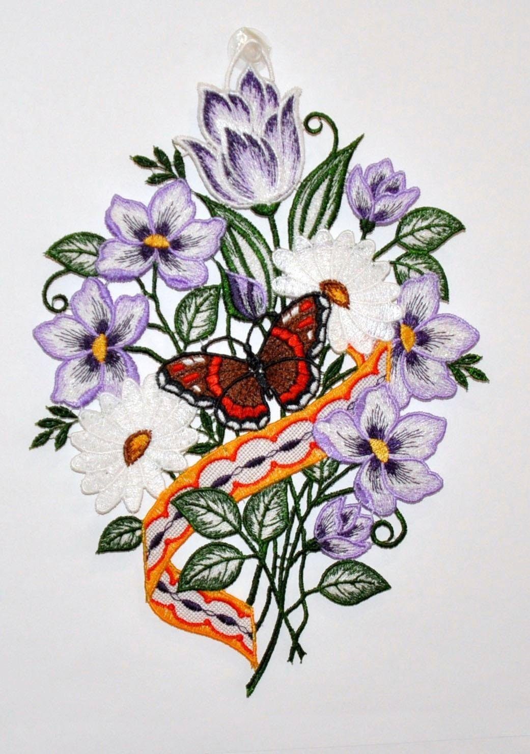 Stickereien Plauen Fensterbild Blumenband Fensterbild, Fensterbild "Blumenband"