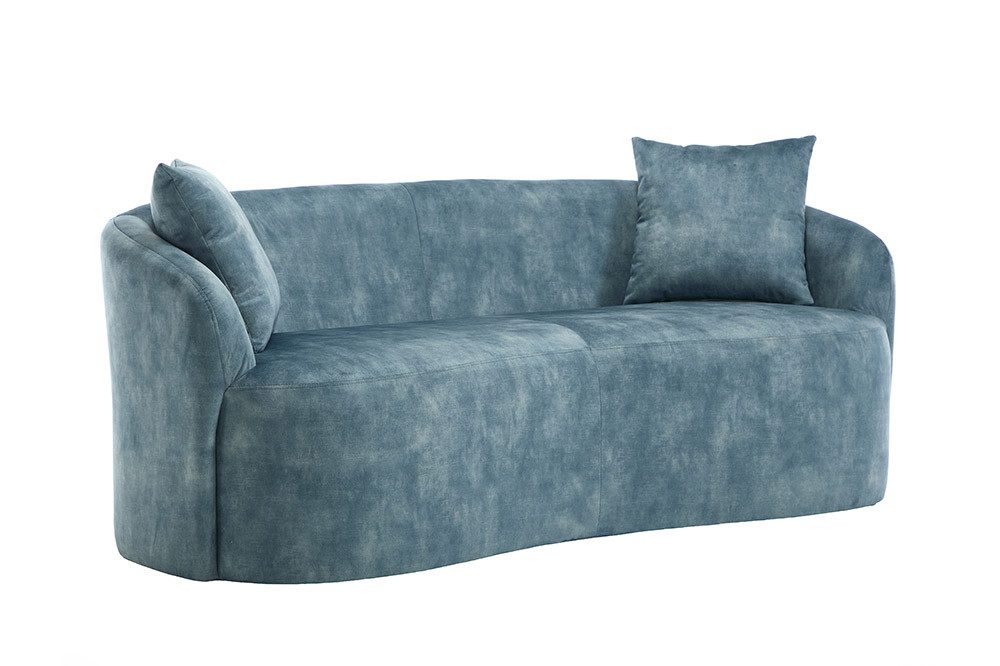 riess-ambiente 2-Sitzer ELEMENTAL 180cm petrol - Samt, Federkern, inkl. Zierkissen, weich, Einzelartikel 1 Teile, Rundumbezogene Couch - ideal für Wohnzimmer, Schlafzimmer oder Lounge