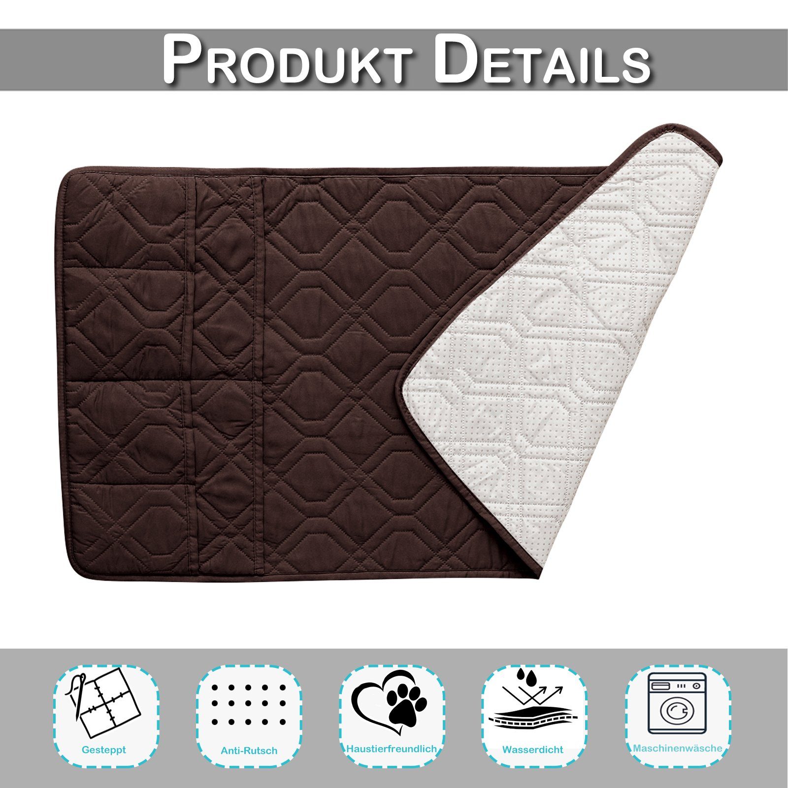 BTTO Sesselschoner Hussen Sessel Armlehnenschoner mit Aufbewahrungstasche Sesselhussen, 1 / 3 er-Pack, 46 x 89 cm,Wasserdicht,5 Farbe