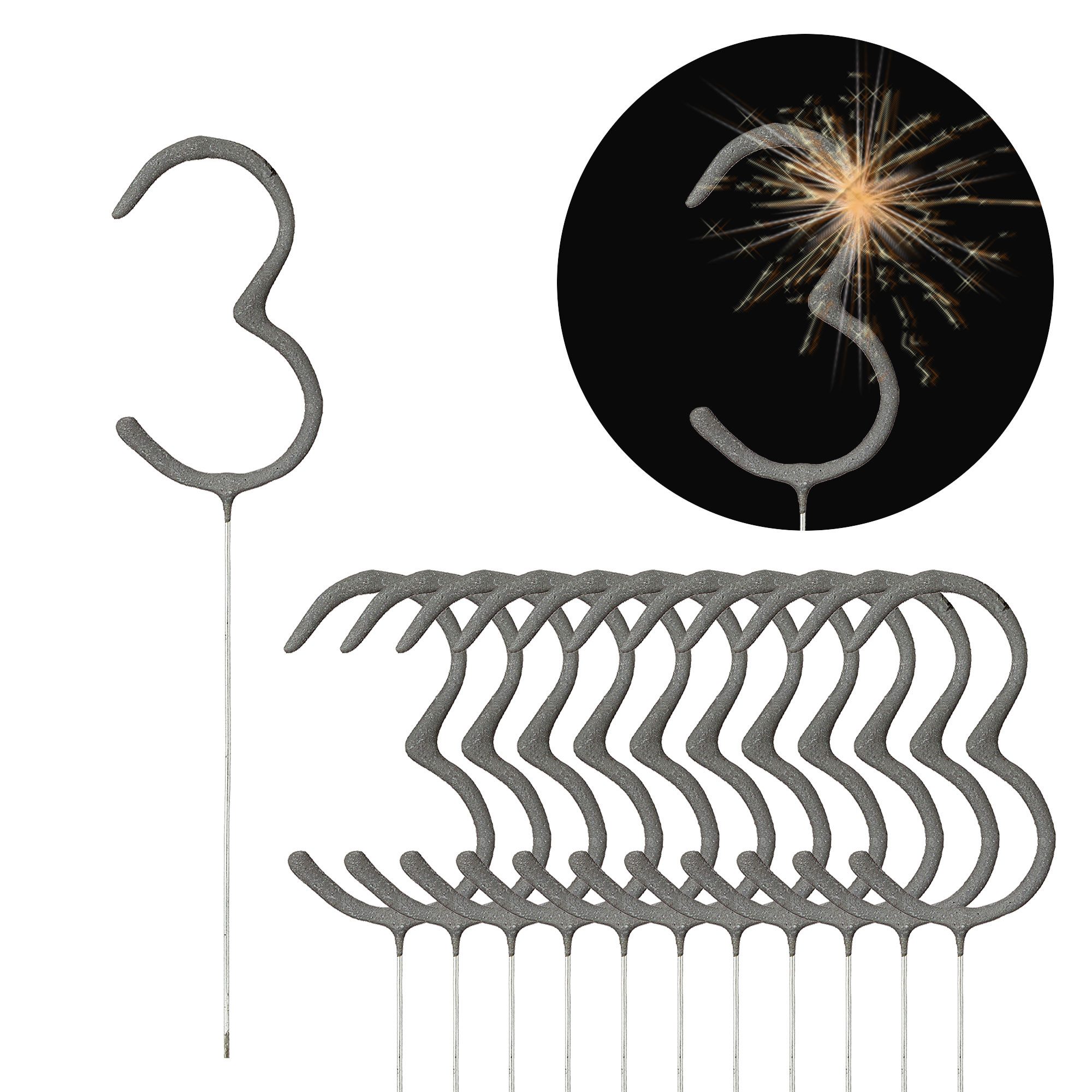 CEPEWA Geburtstagskerze Wunderkerze Zahl Drei 12er günstig online kaufen