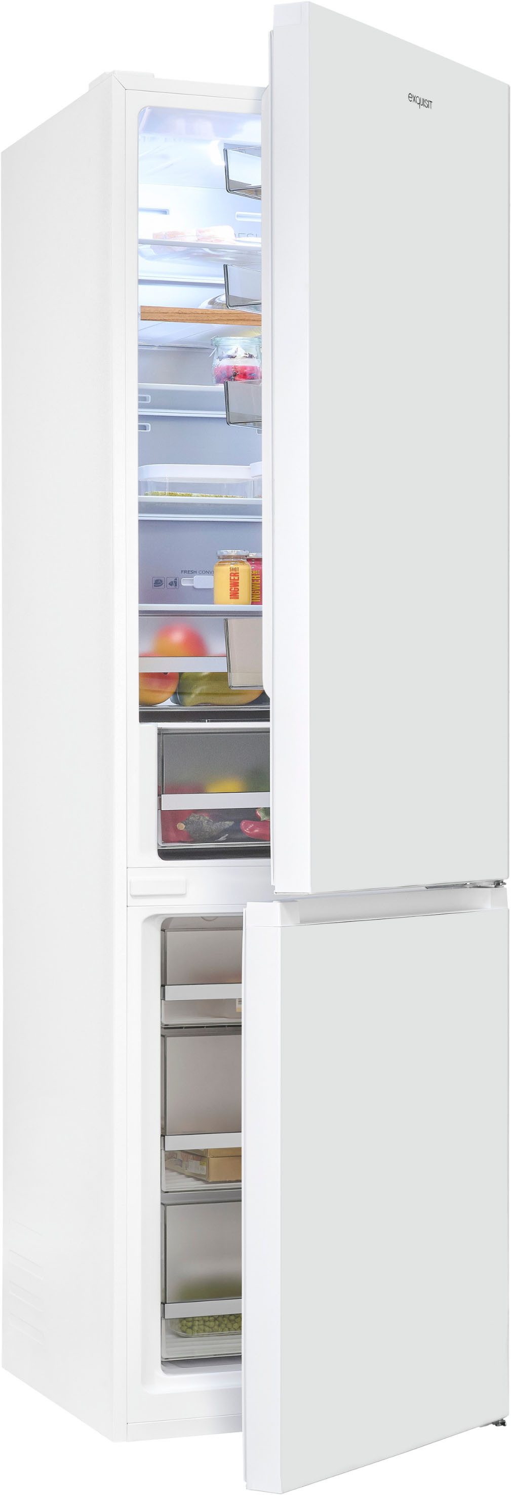 exquisit Kühl-/Gefrierkombination KGC380-115-NF-040A weiss, 200,5 cm hoch, 59,5 cm breit, NoFrost-Kühlung – nie wieder abtauen, einfache Pflege & beste Frische