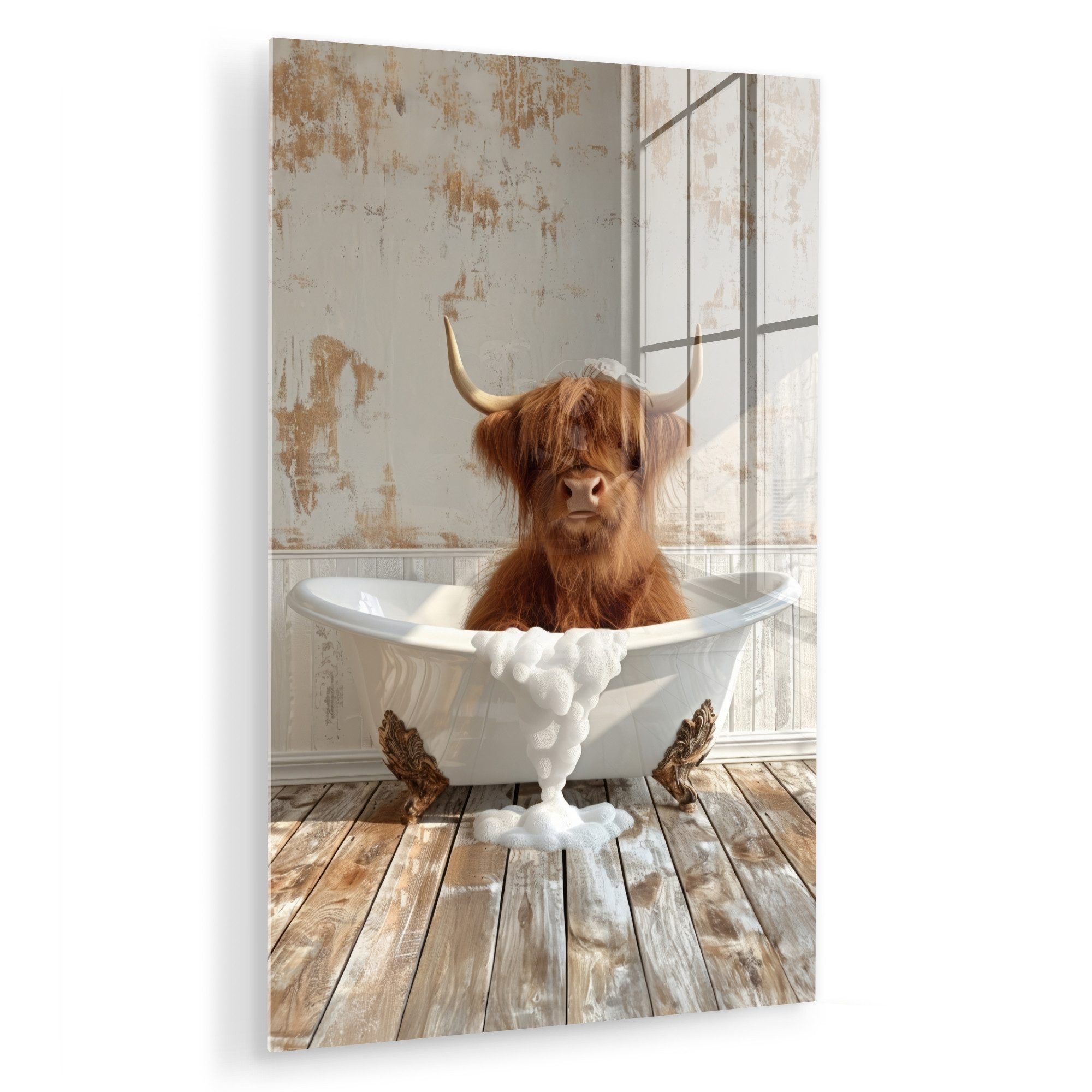 MuchoWow Acrylglasbild Schottischer Highlander - Badewanne günstig online kaufen