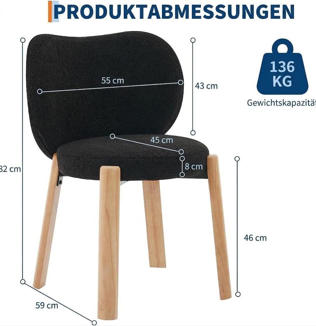 GarveeMore Barhocker Schminkhocker mit Herz-Rückenlehne, Kaninchenfell-Imitat-Bezug