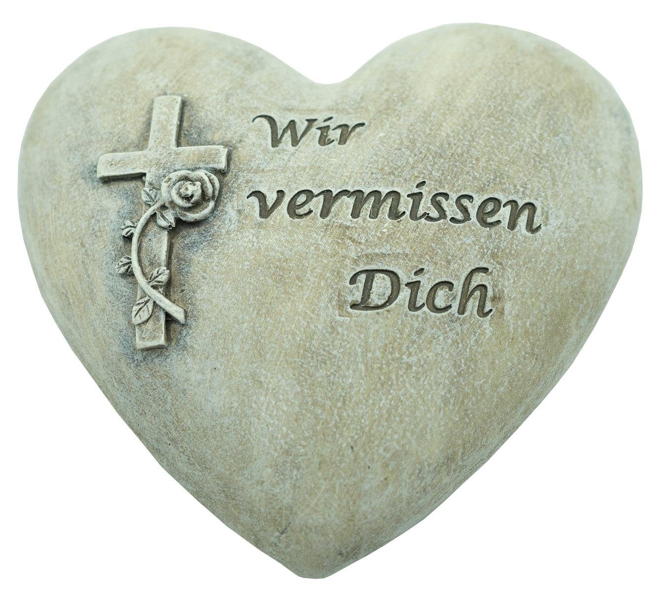 Dich' Friedhof Grabdeko Grabschmuck Herz Bambelaa! vermissen 'Wir Bambelaa! Gartenfigur