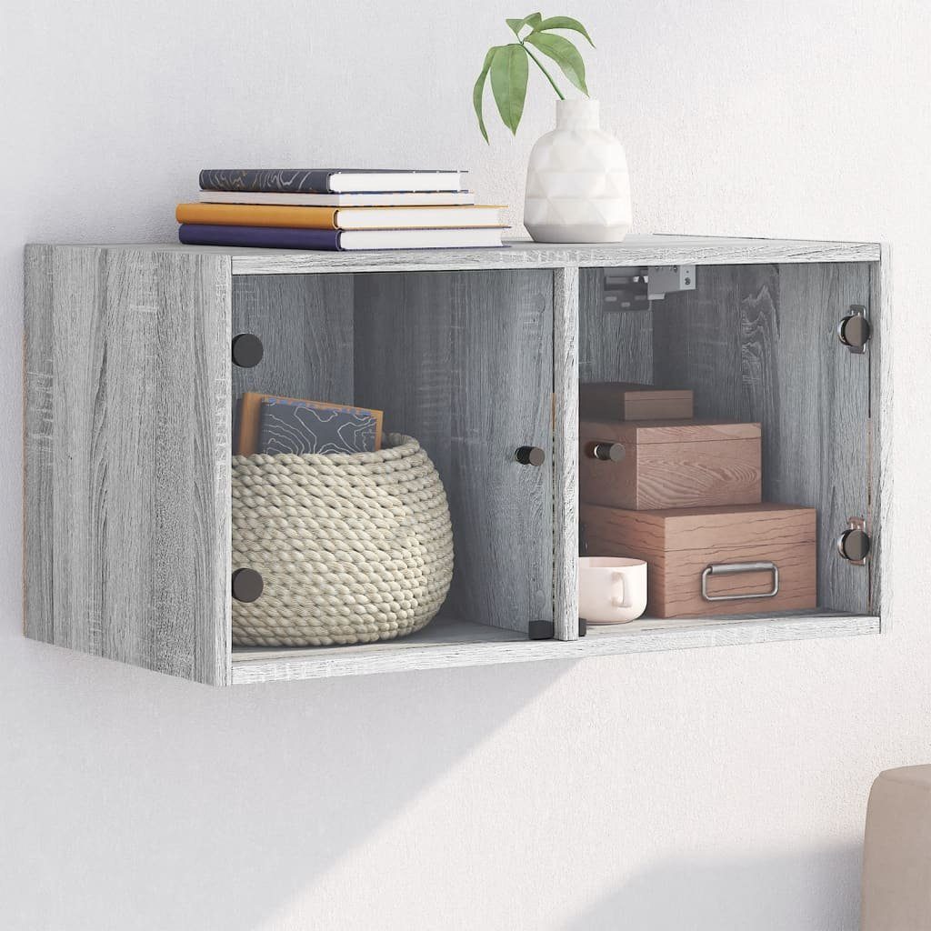 vidaXL Hängeschrank Wandschrank mit Glastüren Grau Sonoma 68,5x37x35 cm (1- günstig online kaufen