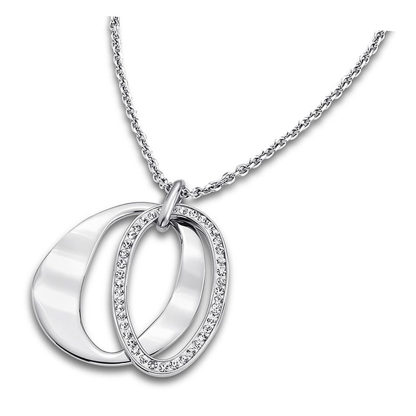 Lotus Style Edelstahlkette Lotus Style Steine Halskette silber (Halsketten, Halskette), Halsketten für Damen Edelstahl (Stainless Steel)