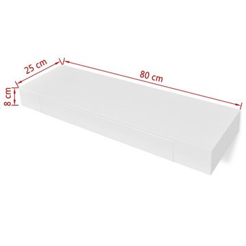 möbelando Wandregal 296601, LxBxH: 25x80x8 cm, aus MDF in Weiß mit einer Schublade