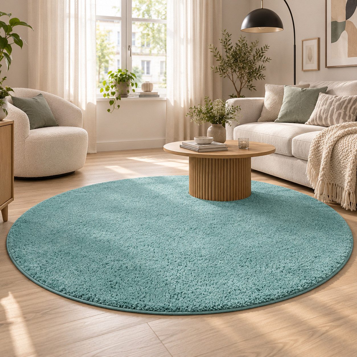 Grüne runde Hochflor-Teppiche online kaufen