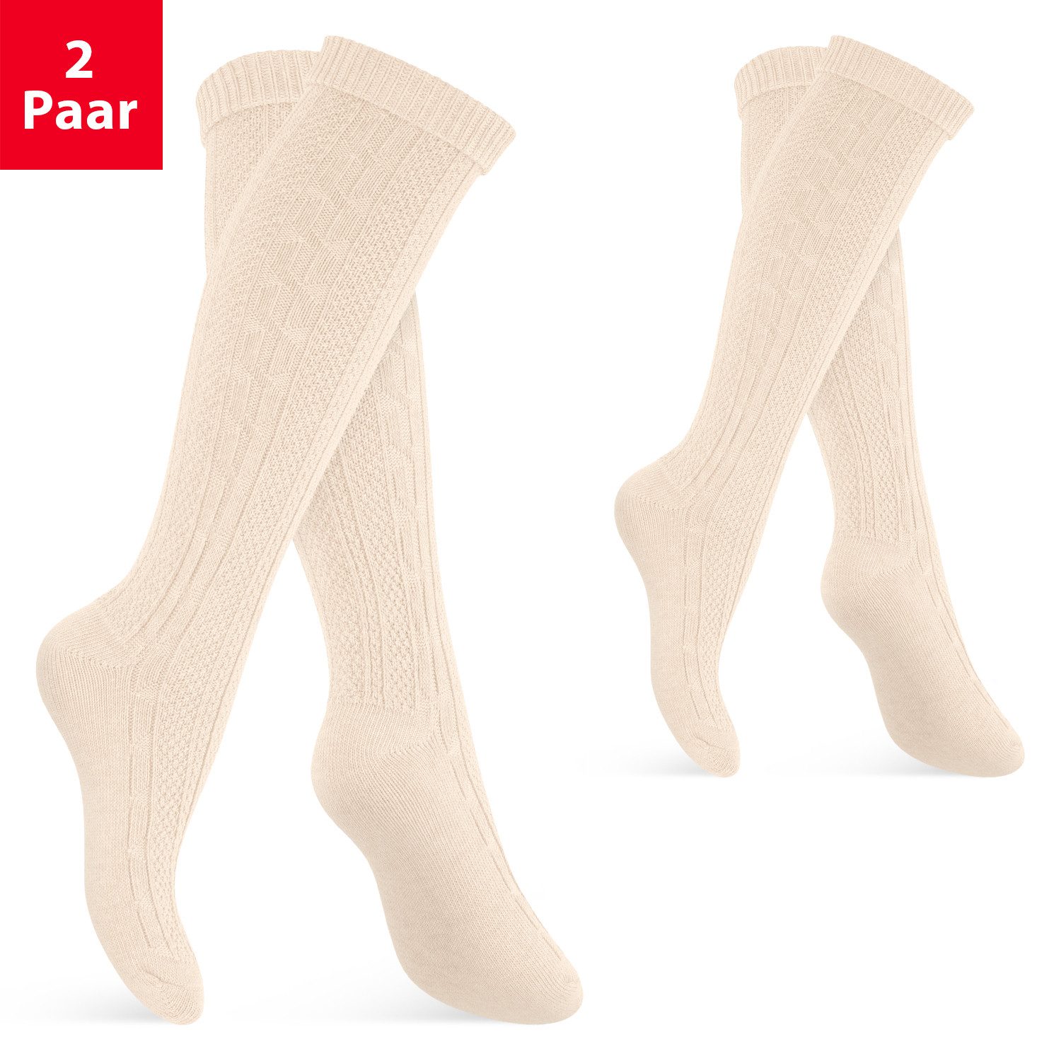 Trachtensocken Damen & Herren Trachten Oktoberfest Wiesn Kniestrümpfe (2 Paar)