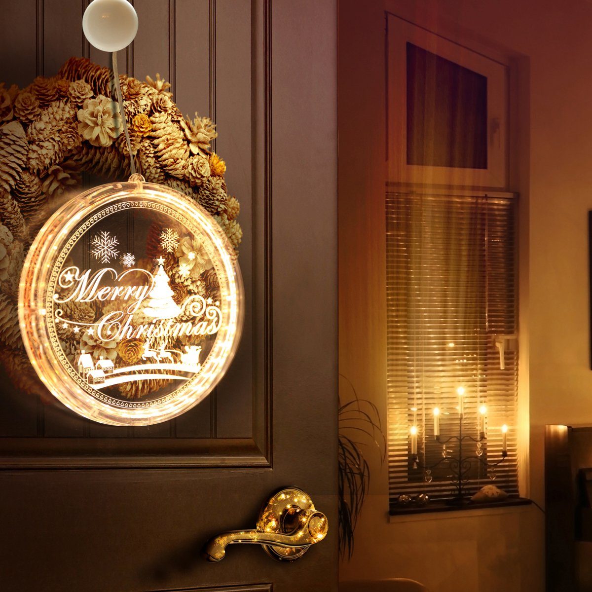 Qualra Beleuchtetes Fensterbild LED Weihnachtsdeko Fensterbeleuchte Hängend günstig online kaufen