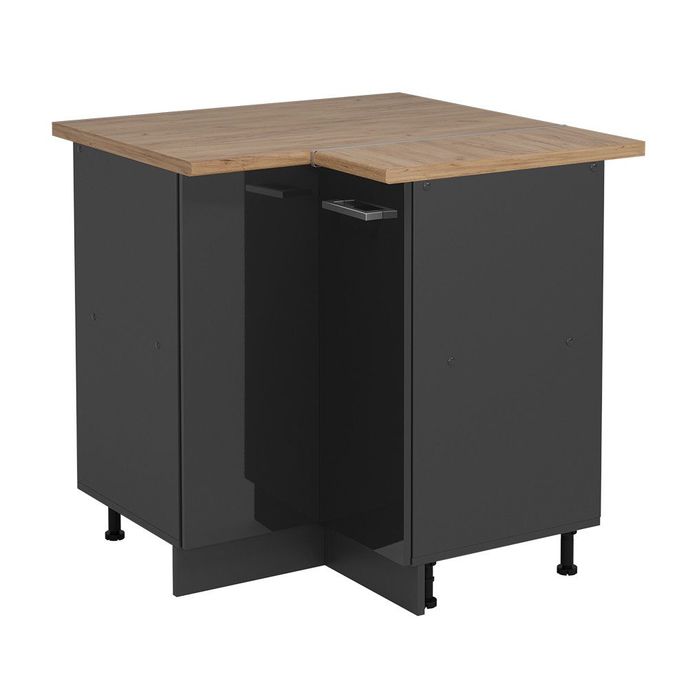 Vicco Eckunterschrank R-Line, Anthrazit Hochglanz/Anthrazit, 75.6 günstig online kaufen